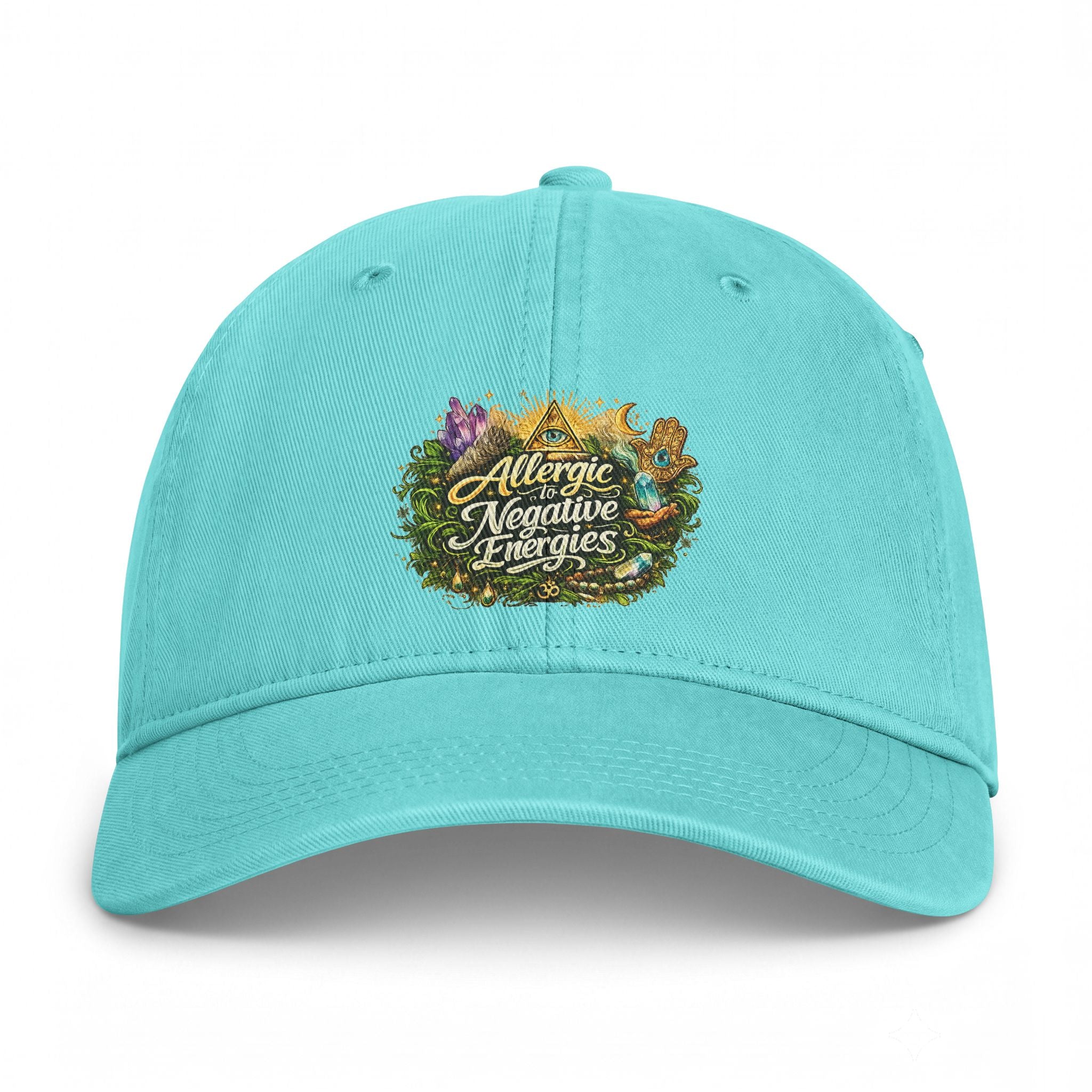 Allergic to Negative Energies Cap — Embroidered Nature Crest Dad Hat