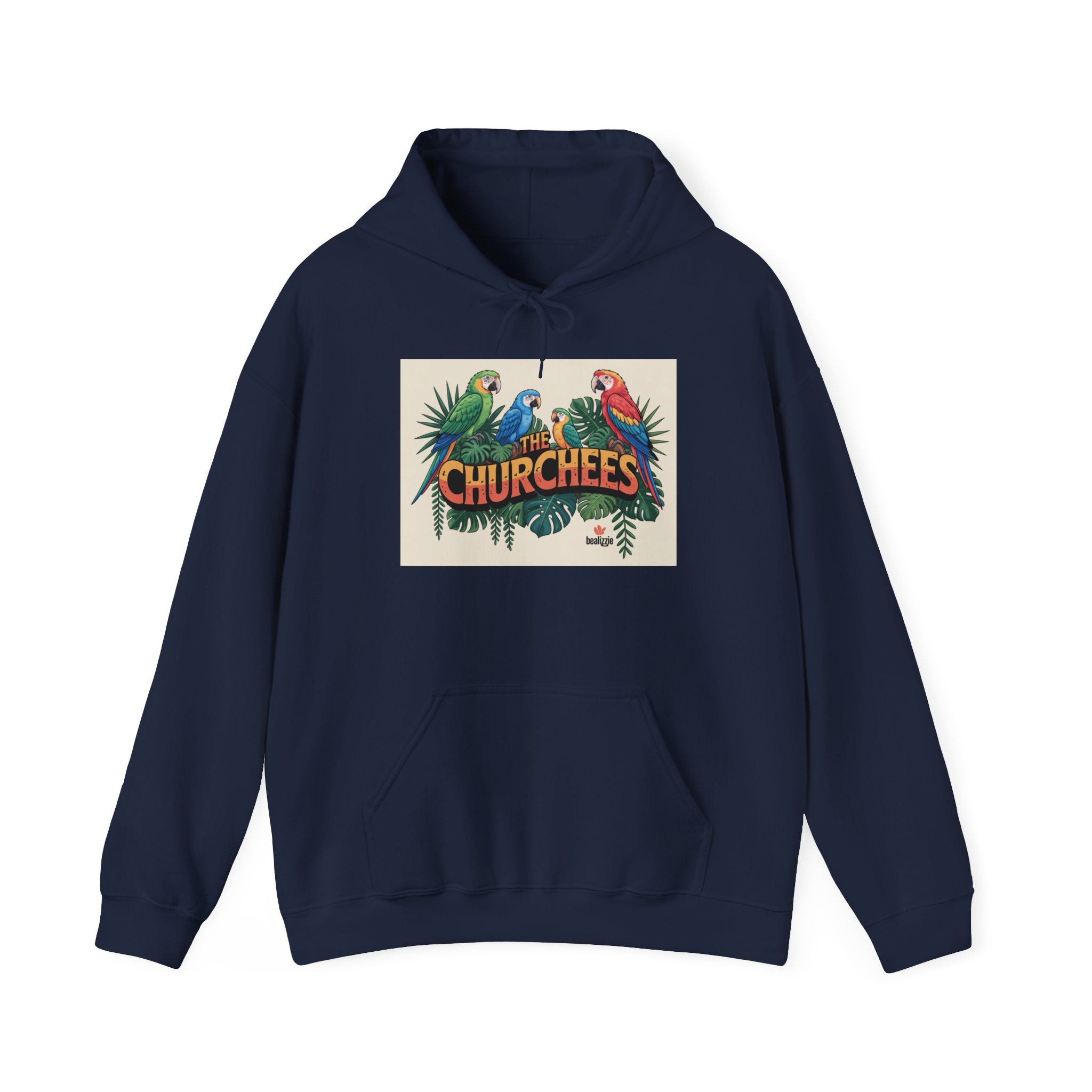 Parrot Tropical 'CHURCHEES' Hoodie – Vintage Island Bird Graphic Pullover
