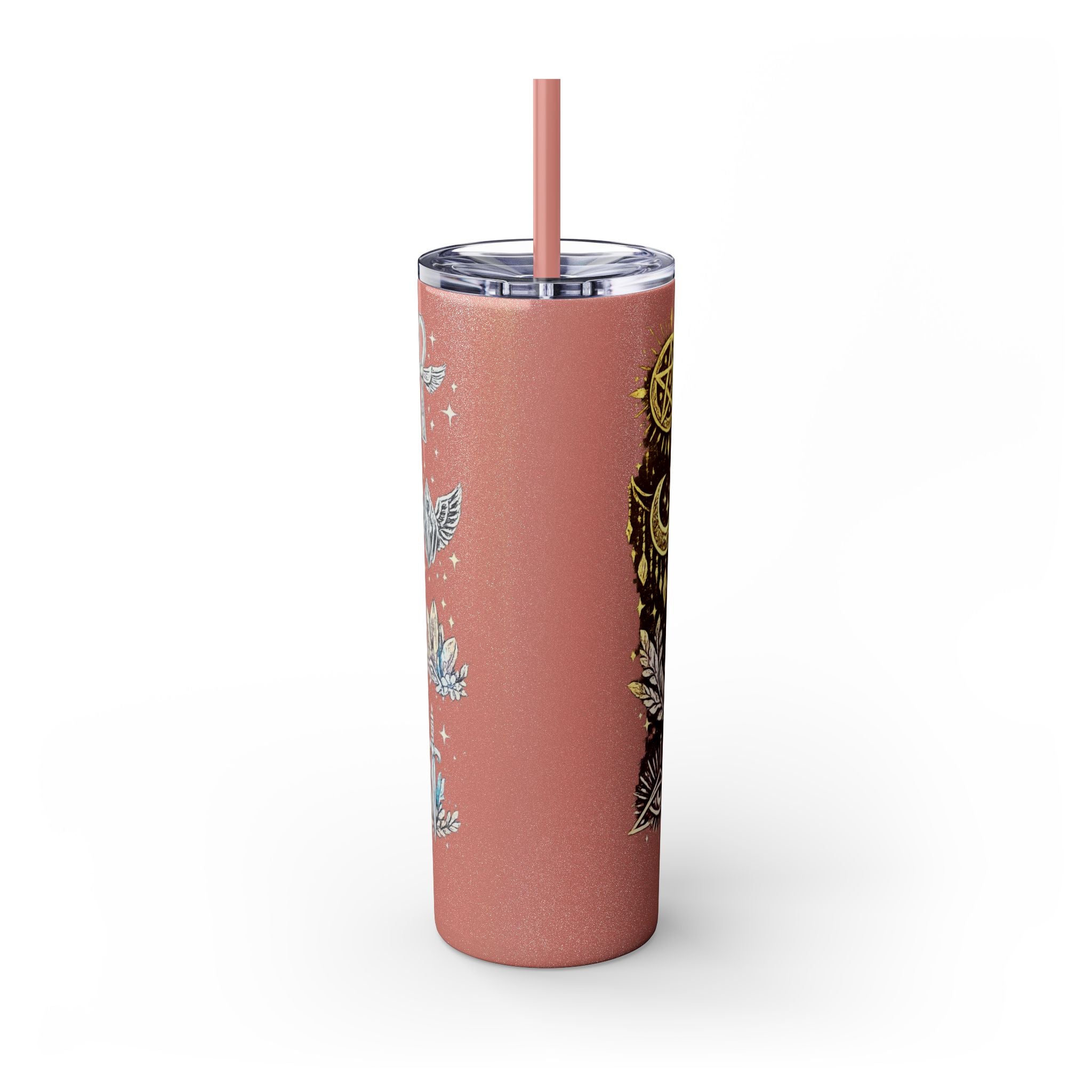 20oz Skinny Tumbler — Gold Mystic Hamsa & Celestial Eye Tumbler with Straw