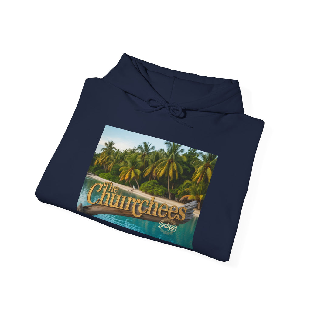 Churrchees Tropical Palm Hoodie — Retro Beach Graphic Sweatshirt