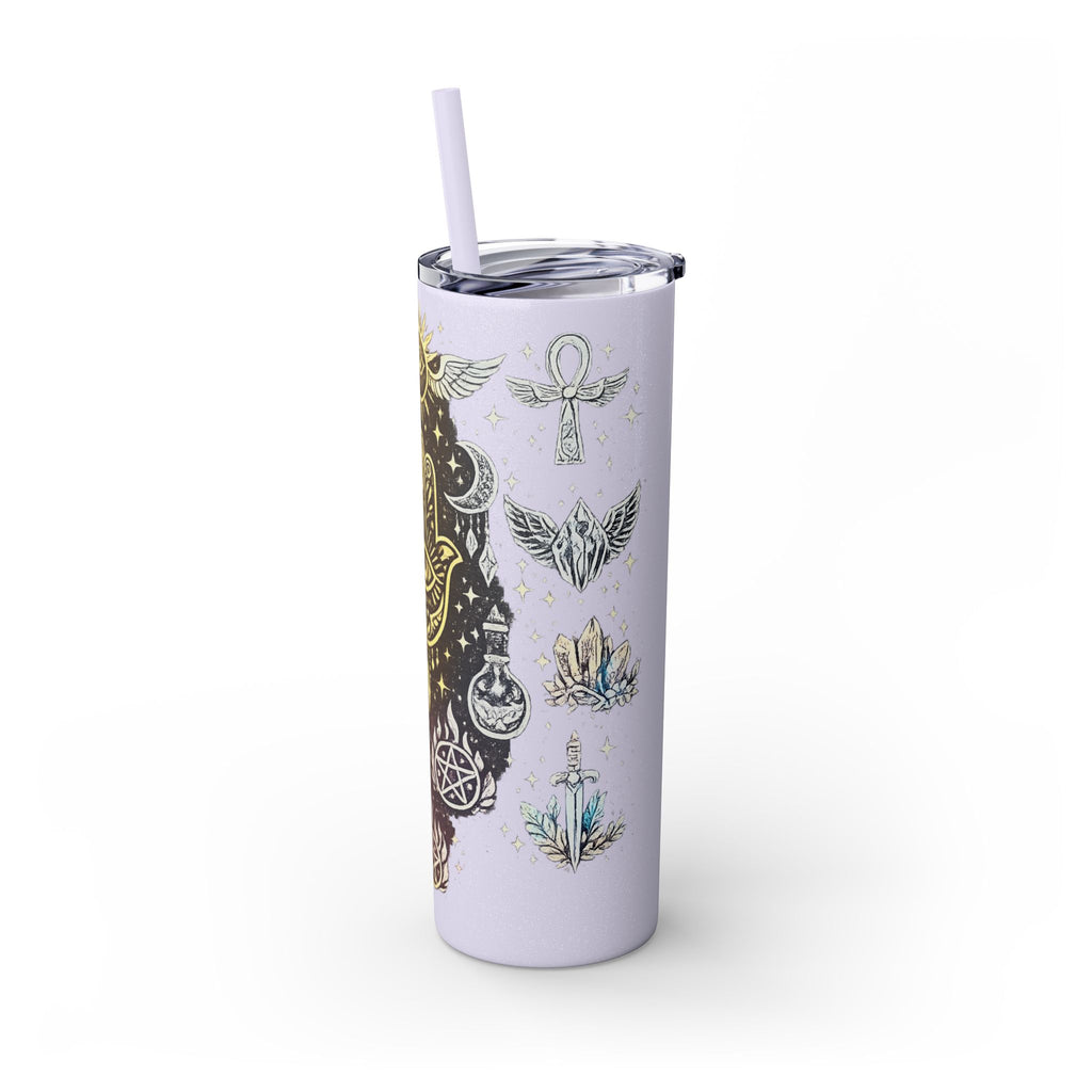 20oz Skinny Tumbler — Gold Mystic Hamsa & Celestial Eye Tumbler with Straw