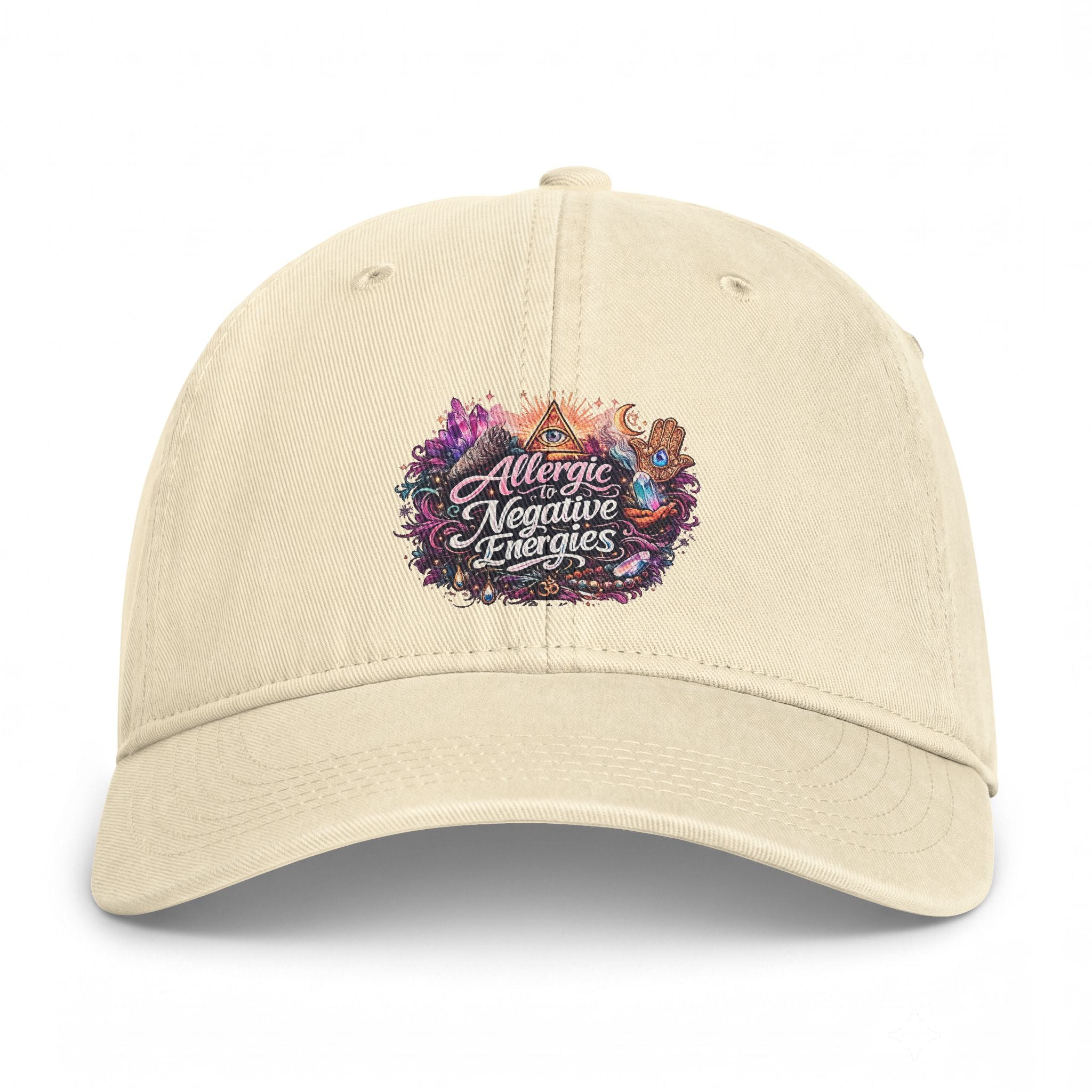 Embroidered 'Allergic to Negative Energies' Washed Cap