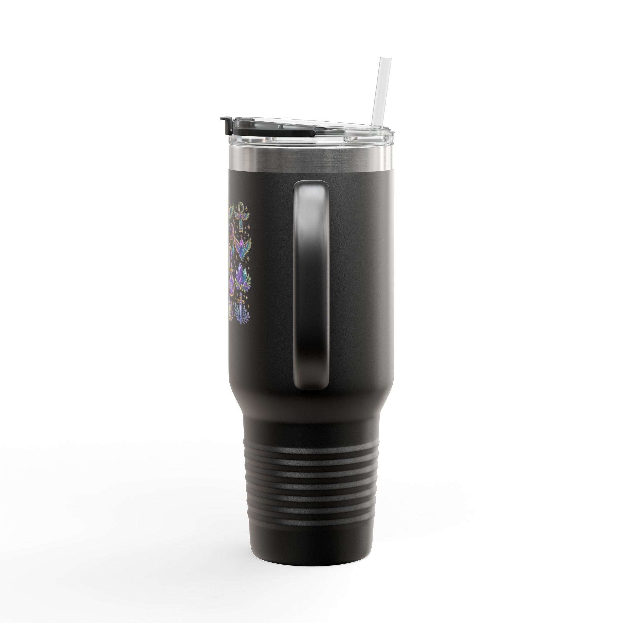 40oz Insulated Travel Mug — Mystical Symbols Floral Hamsa Stainless Steel Tumbler