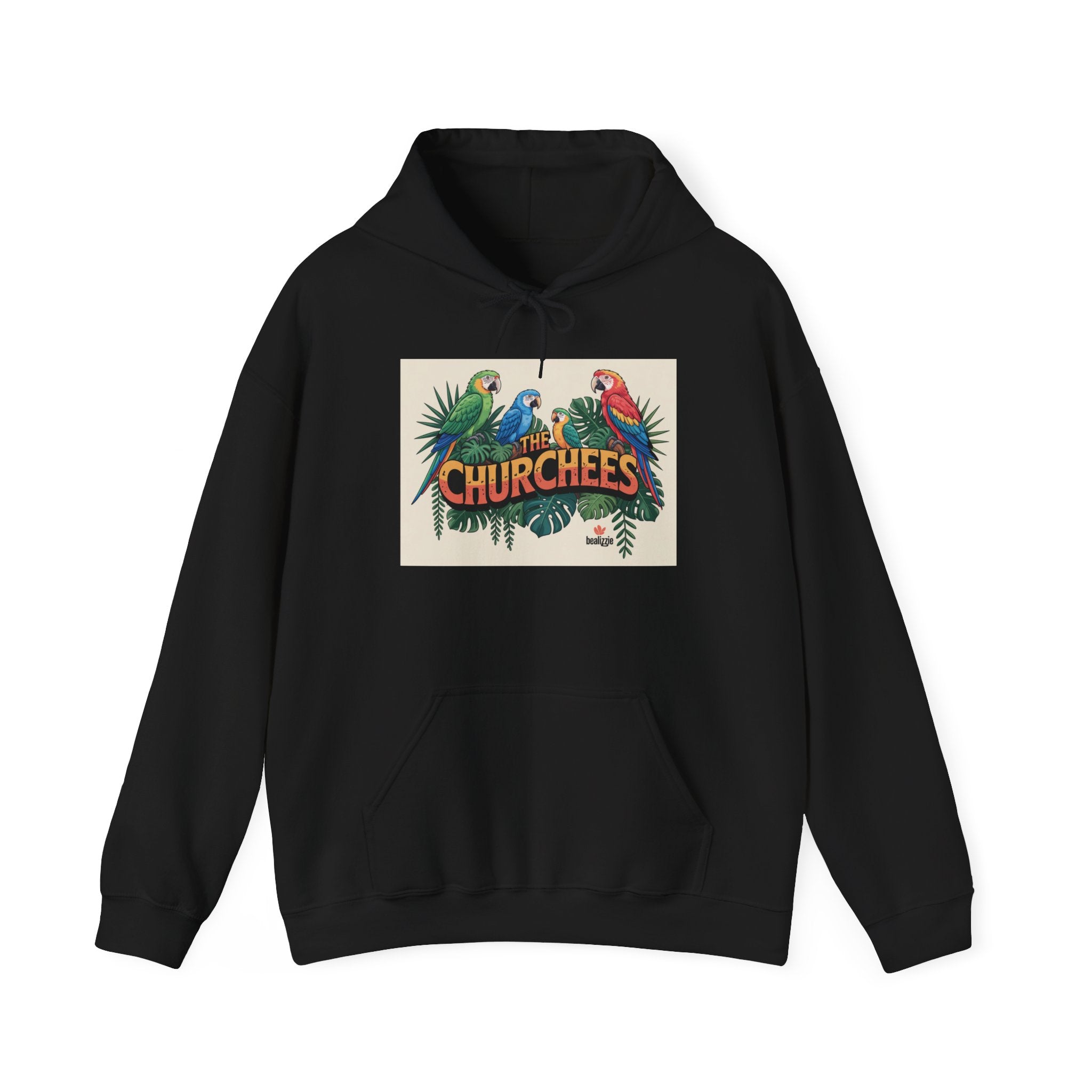 Parrot Tropical 'CHURCHEES' Hoodie – Vintage Island Bird Graphic Pullover