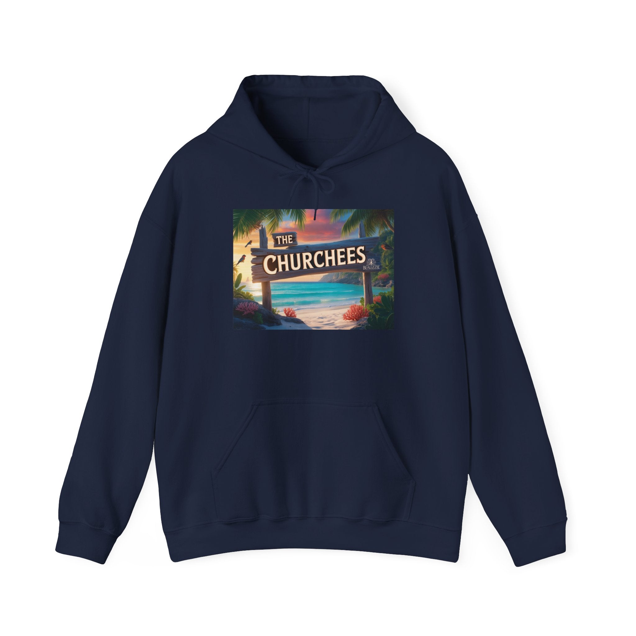 The Churchees Retro Beach Hoodie – Vintage Surf Sign Graphic Sweatshirt