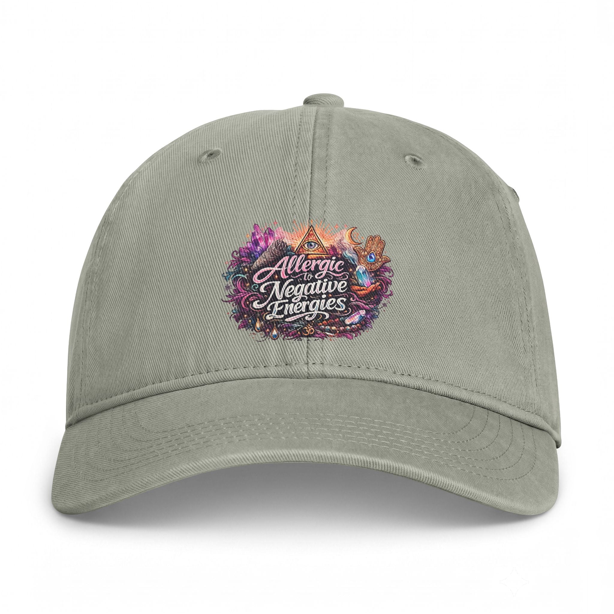 Embroidered 'Allergic to Negative Energies' Washed Cap