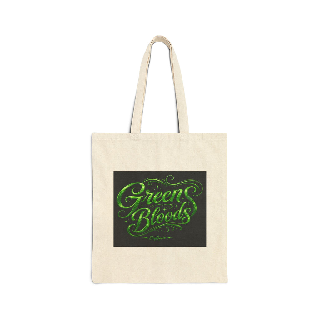 Tote Bag — "Green Bloods" Neon Script Canvas Tote