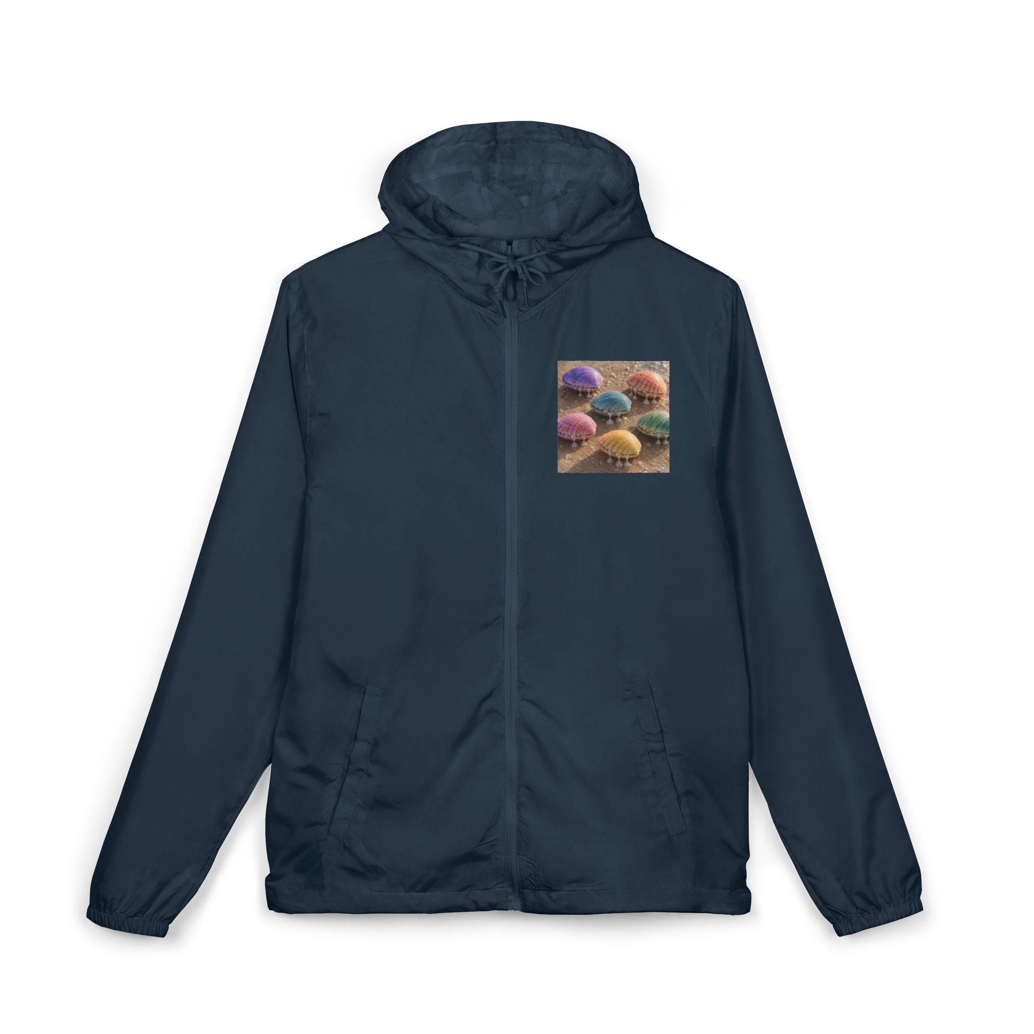 Windbreaker Jacket — Colorful Mushrooms Pocket Print Hooded Windbreaker