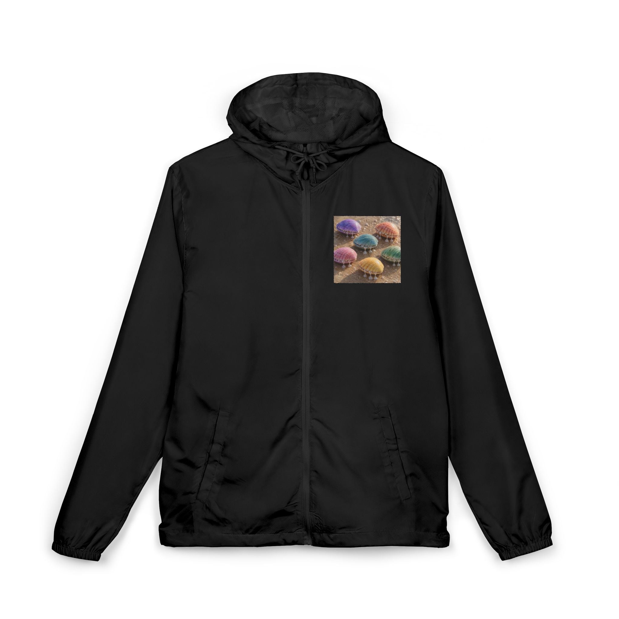 Windbreaker Jacket — Colorful Mushrooms Pocket Print Hooded Windbreaker