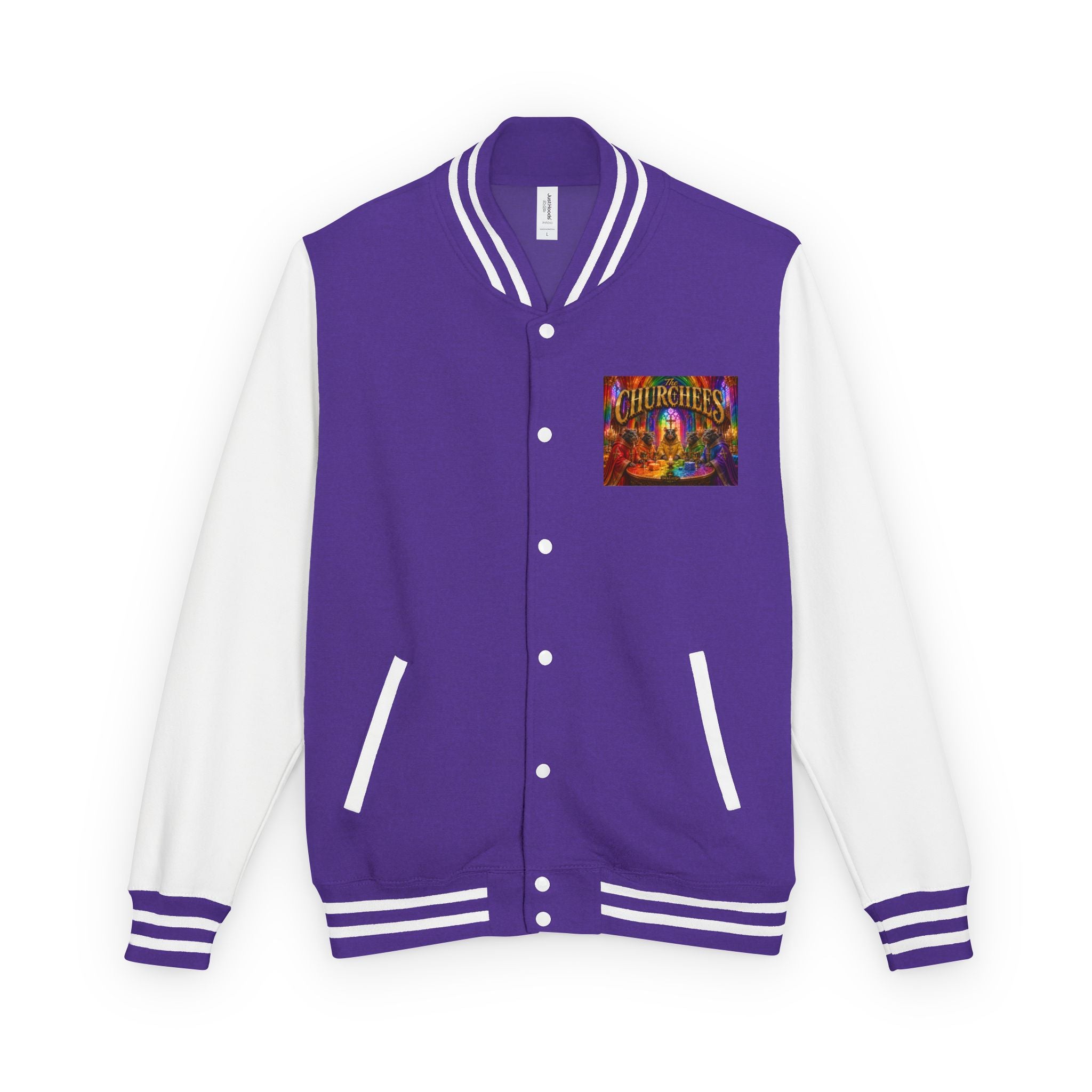 Letterman Jacket — Colorful 'The Churchlees' Retro Band Graphic