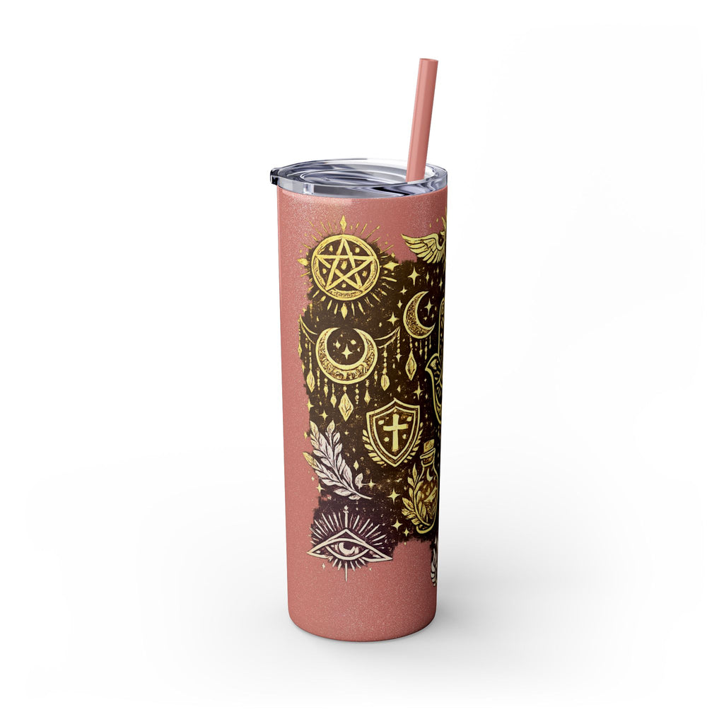 20oz Skinny Tumbler — Gold Mystic Hamsa & Celestial Eye Tumbler with Straw