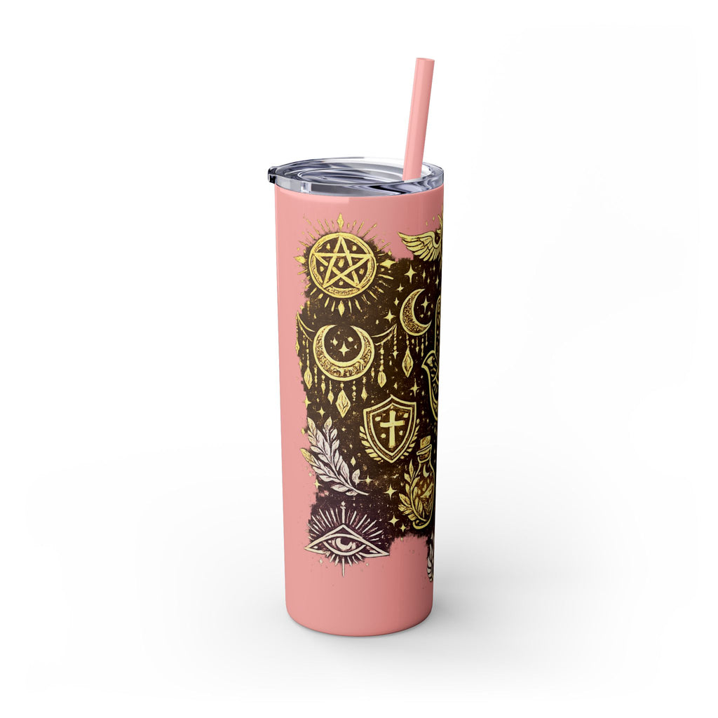 20oz Skinny Tumbler — Gold Mystic Hamsa & Celestial Eye Tumbler with Straw