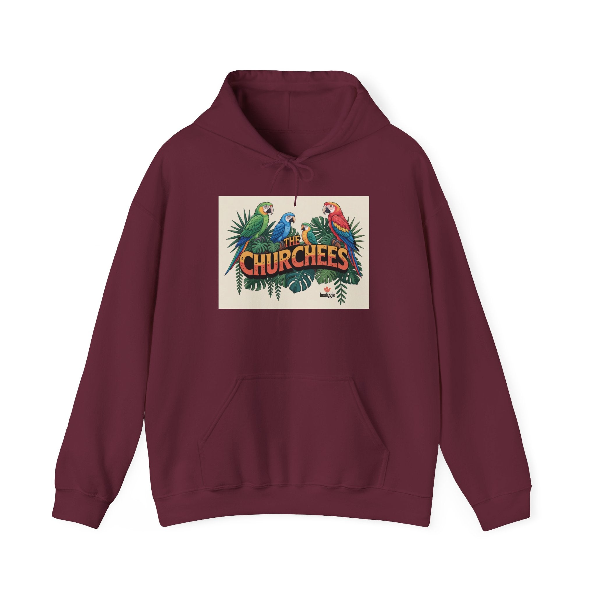 Parrot Tropical 'CHURCHEES' Hoodie – Vintage Island Bird Graphic Pullover