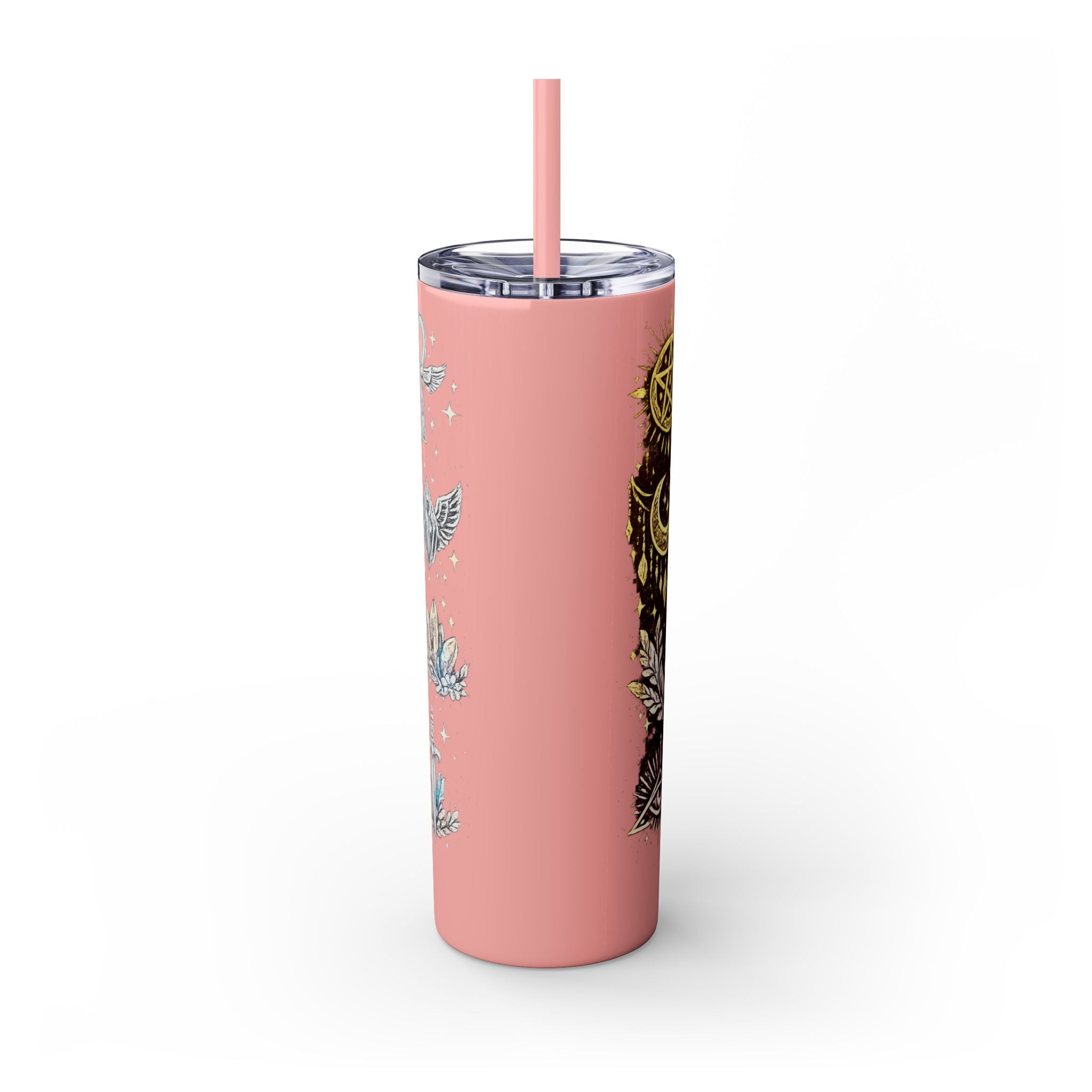 20oz Skinny Tumbler — Gold Mystic Hamsa & Celestial Eye Tumbler with Straw