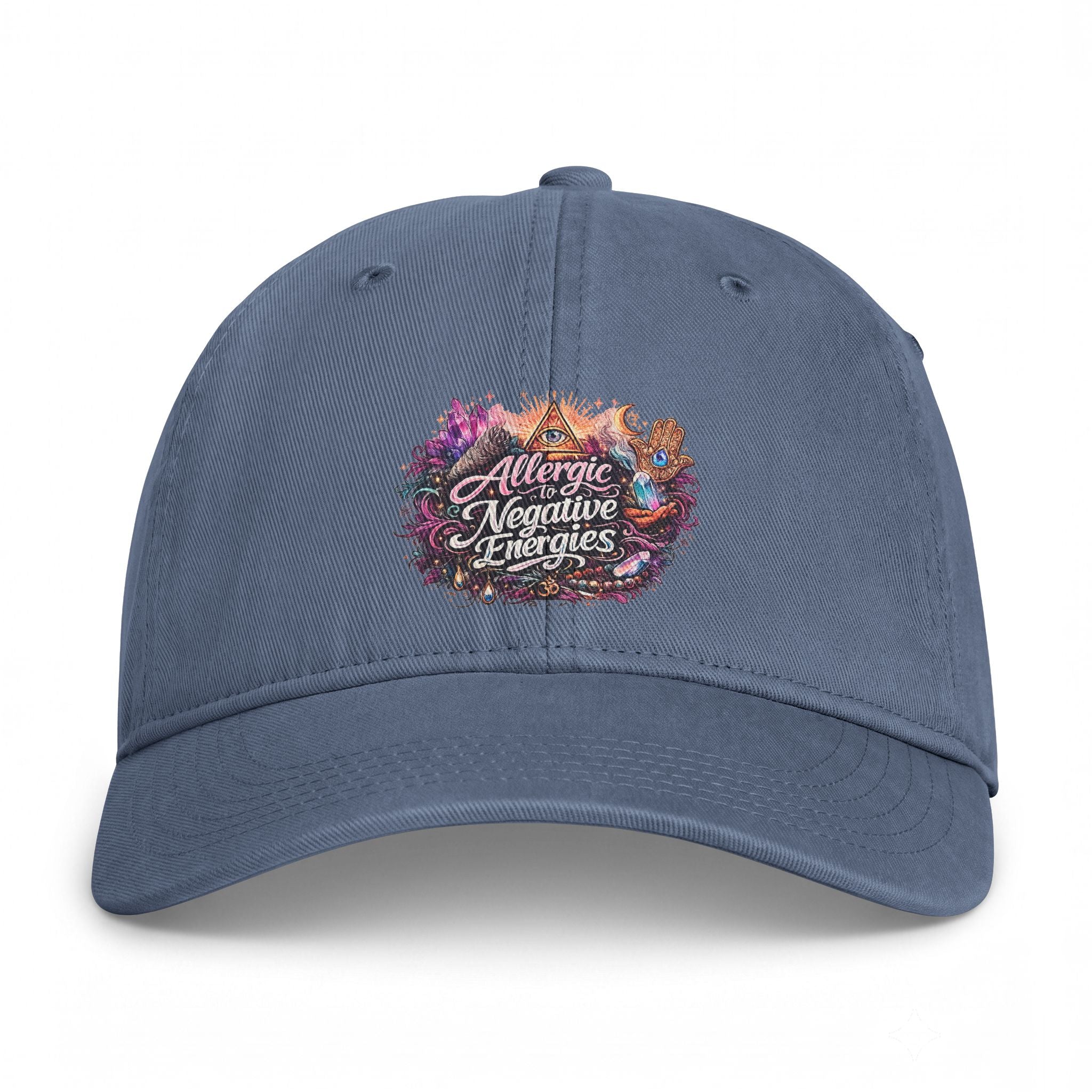 Embroidered 'Allergic to Negative Energies' Washed Cap