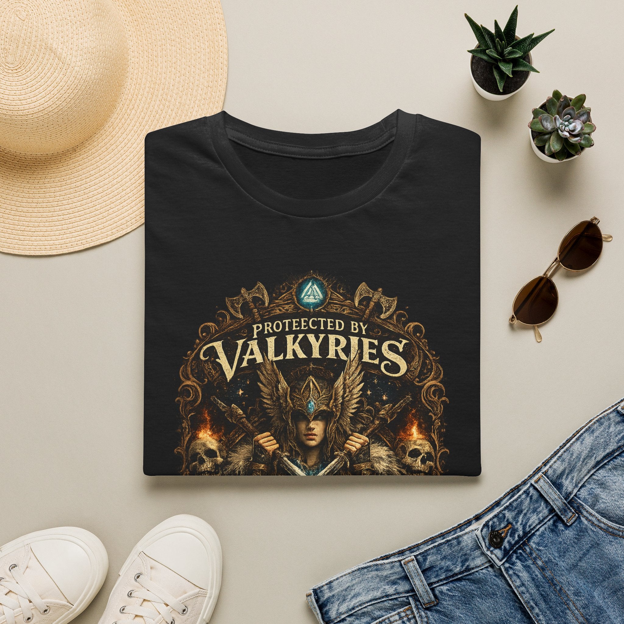 Valkyries T‑Shirt — "Protected by Valkyries" Norse Warrior Tee