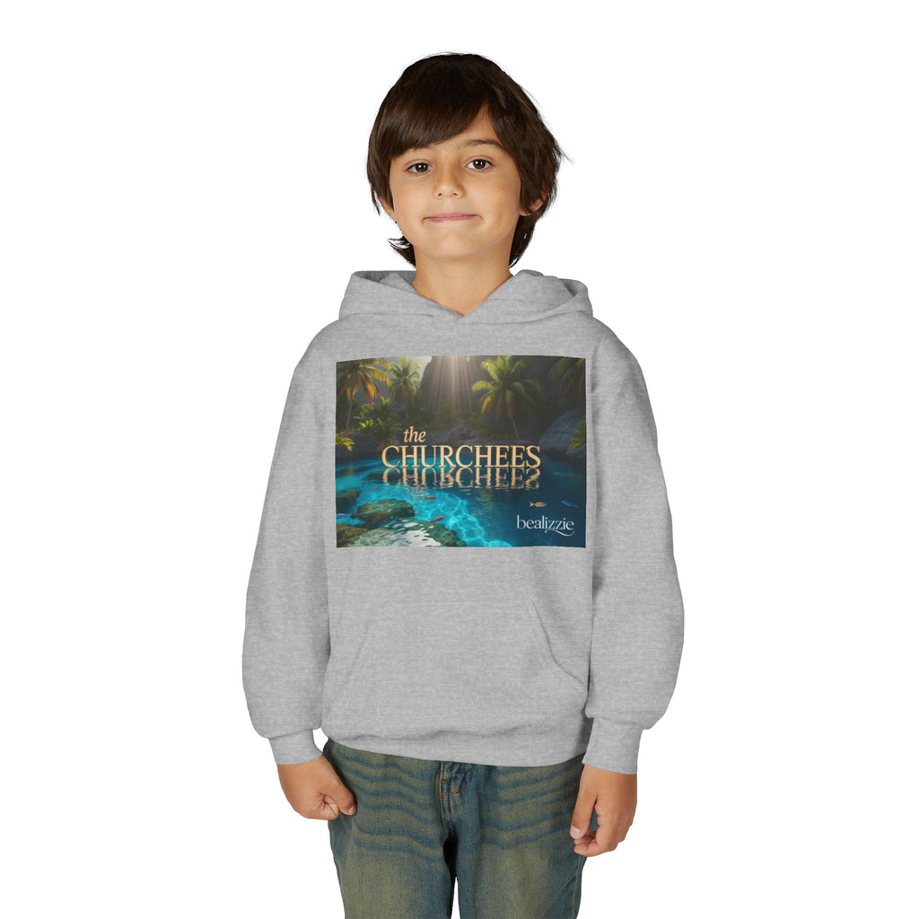 Youth Hoodie – "the CHURCHEES" Tropical Pool Graphic Sweatshirt