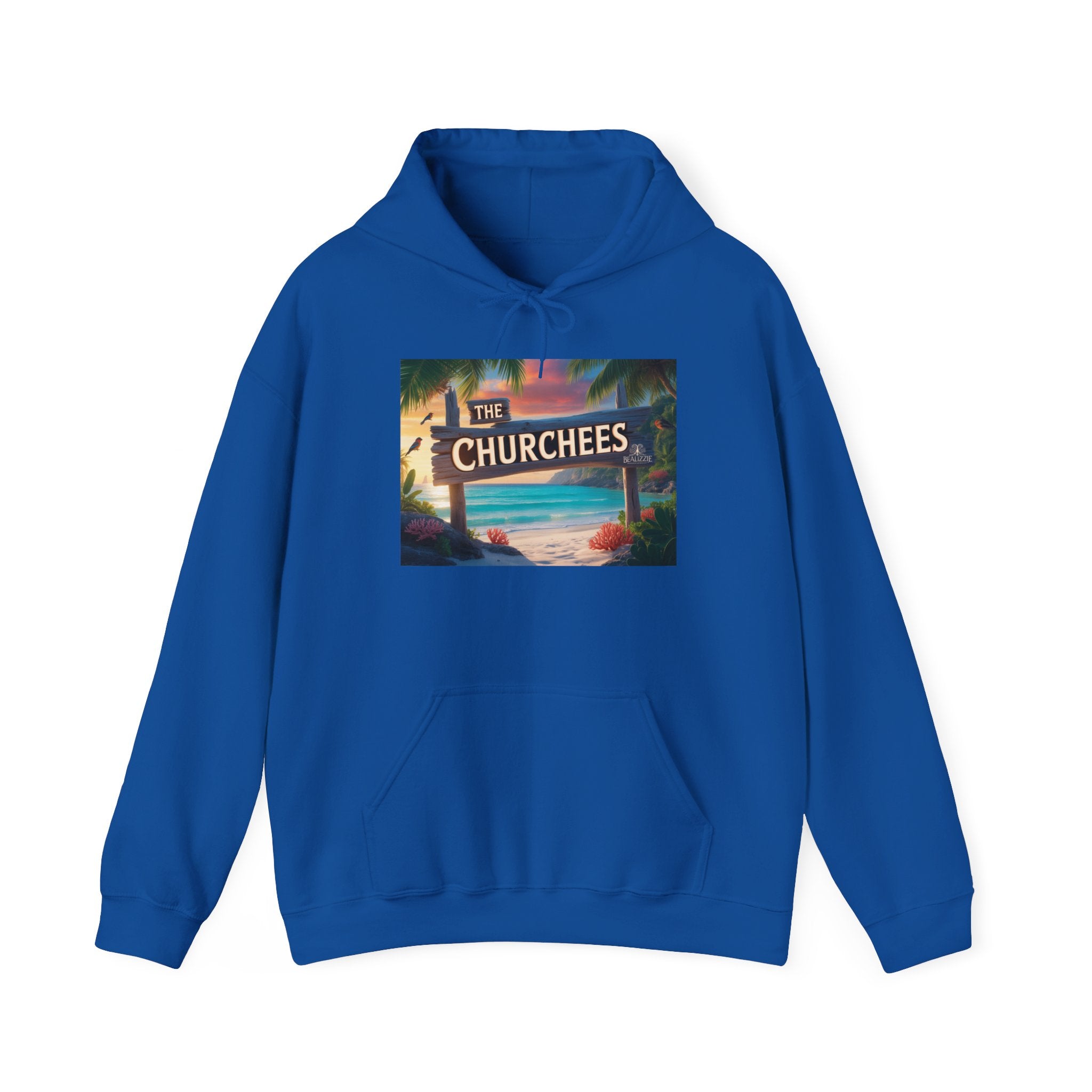 The Churchees Retro Beach Hoodie – Vintage Surf Sign Graphic Sweatshirt