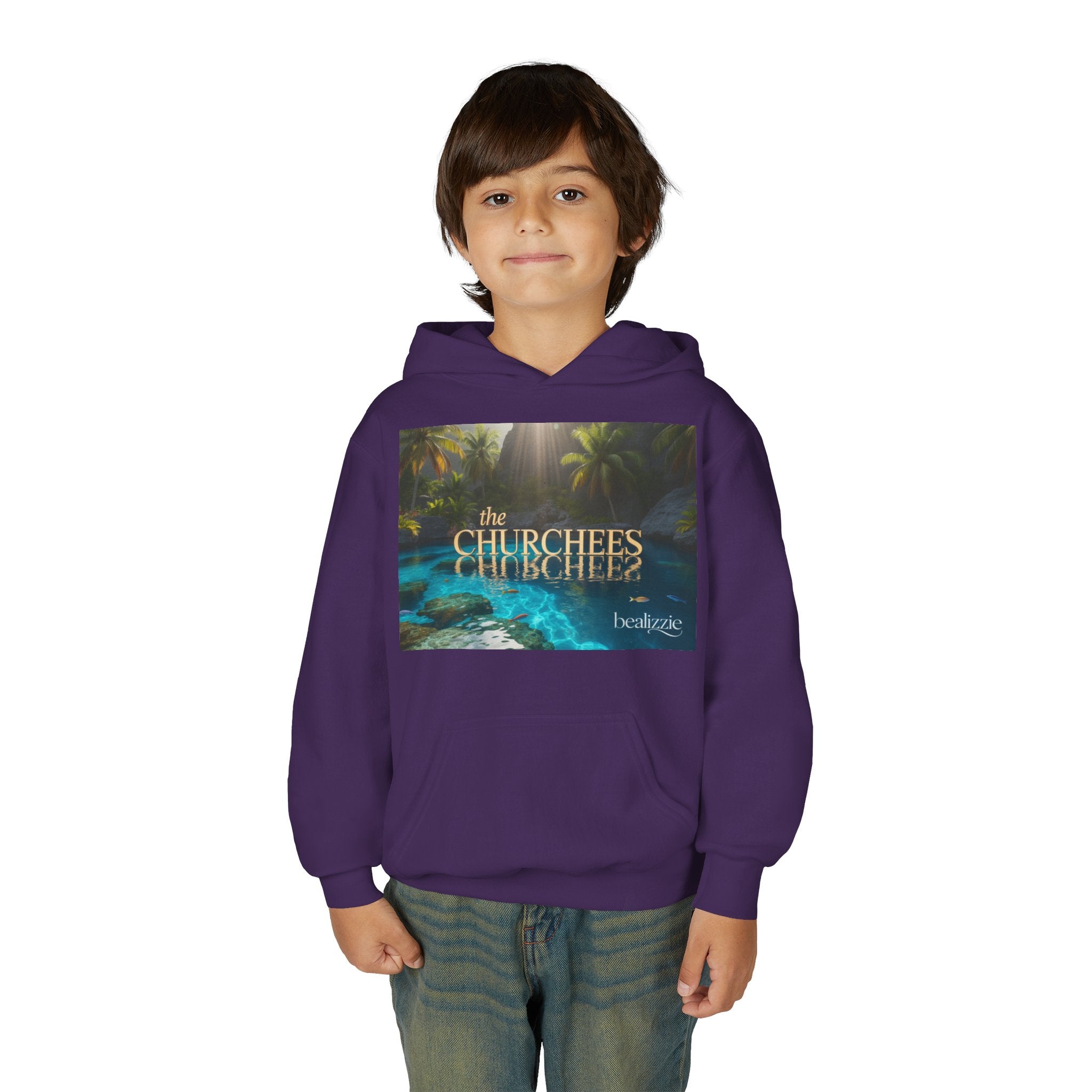 Youth Hoodie – "the CHURCHEES" Tropical Pool Graphic Sweatshirt