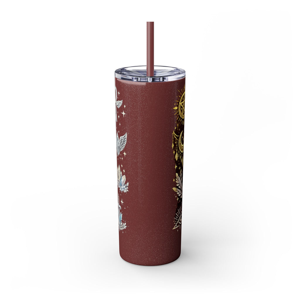 20oz Skinny Tumbler — Gold Mystic Hamsa & Celestial Eye Tumbler with Straw