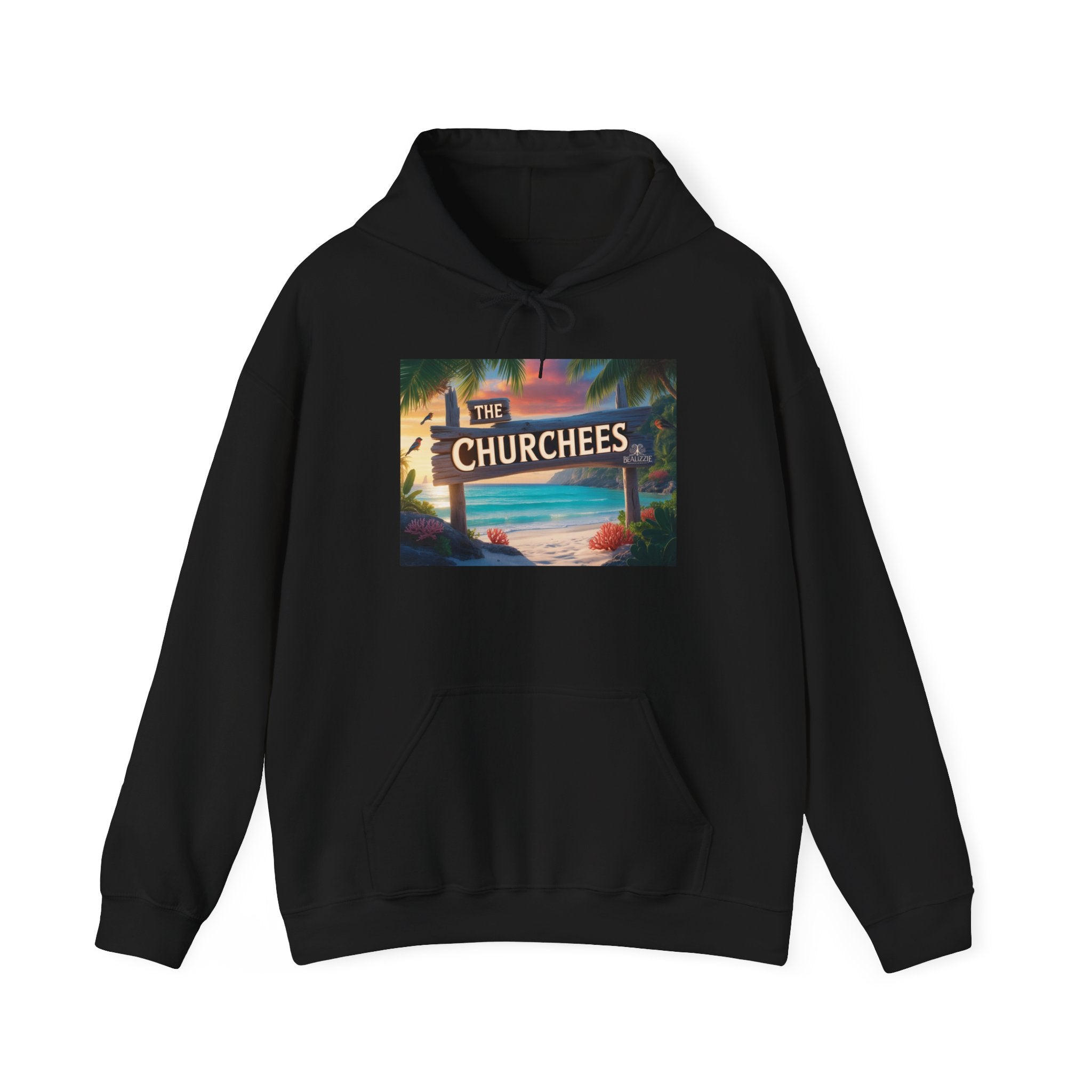 The Churchees Retro Beach Hoodie – Vintage Surf Sign Graphic Sweatshirt