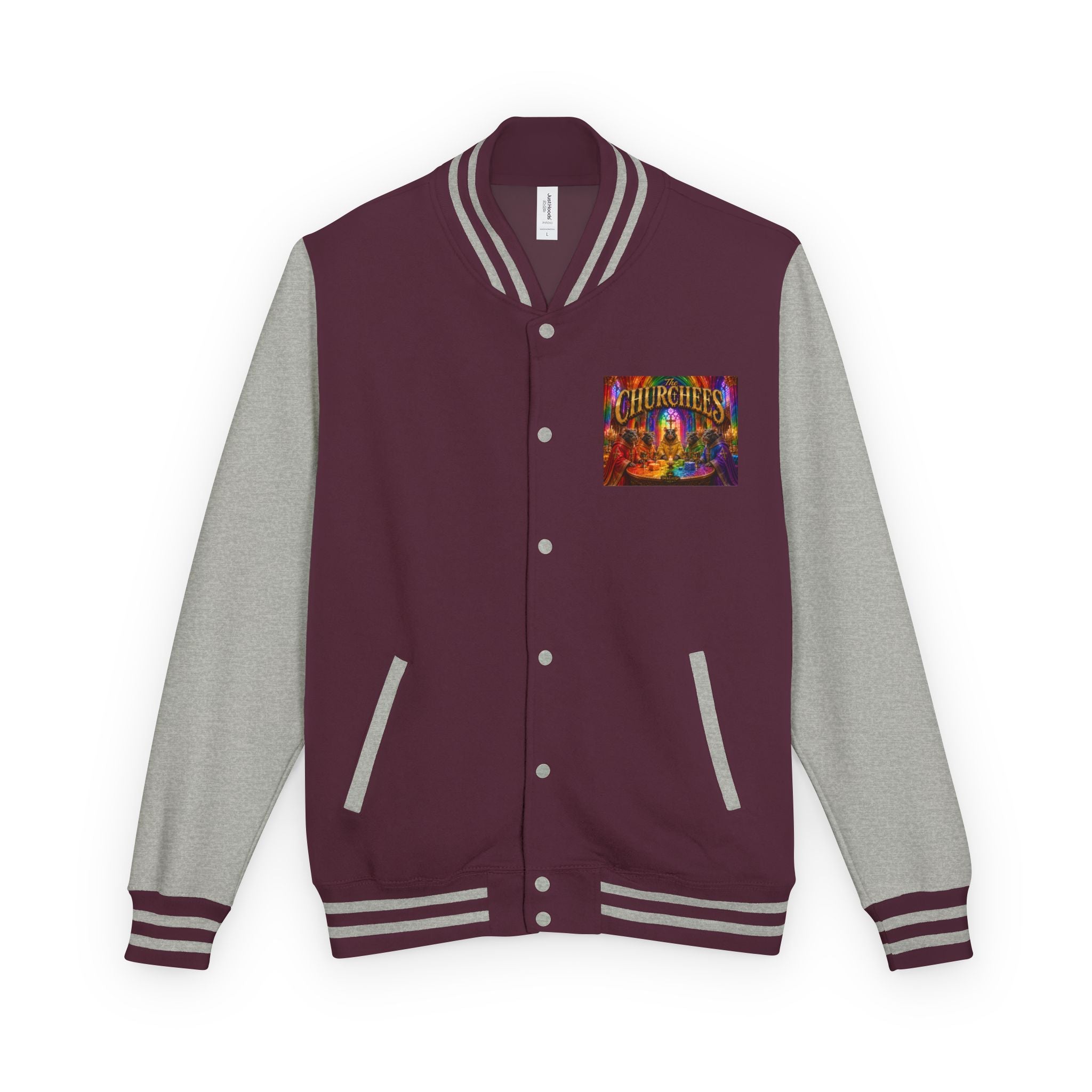 Letterman Jacket — Colorful 'The Churchlees' Retro Band Graphic