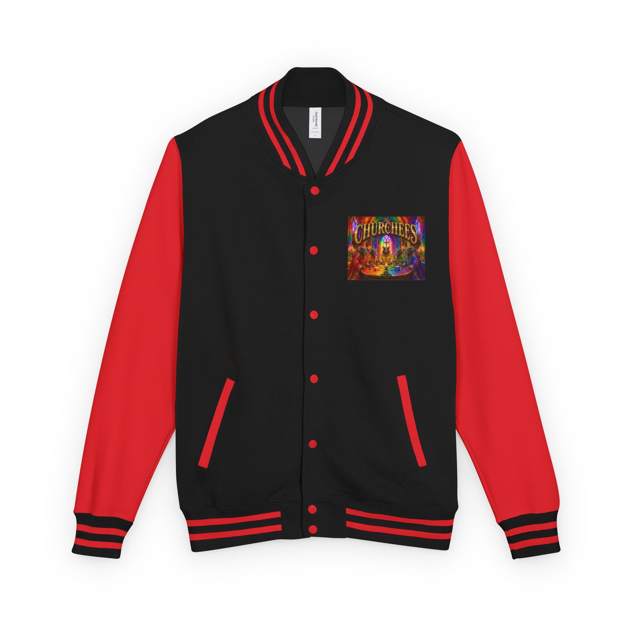 Letterman Jacket — Colorful 'The Churchlees' Retro Band Graphic