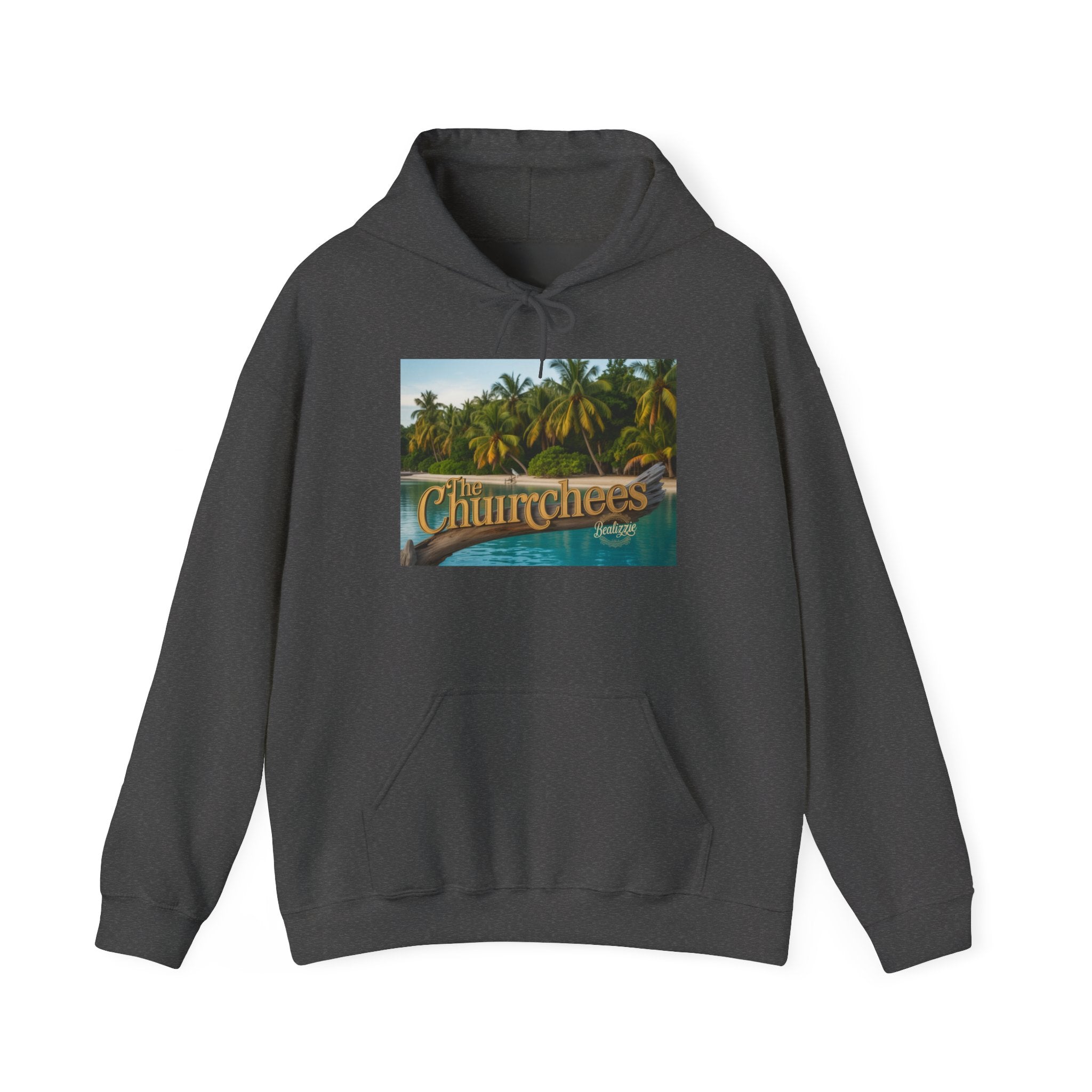 Churrchees Tropical Palm Hoodie — Retro Beach Graphic Sweatshirt