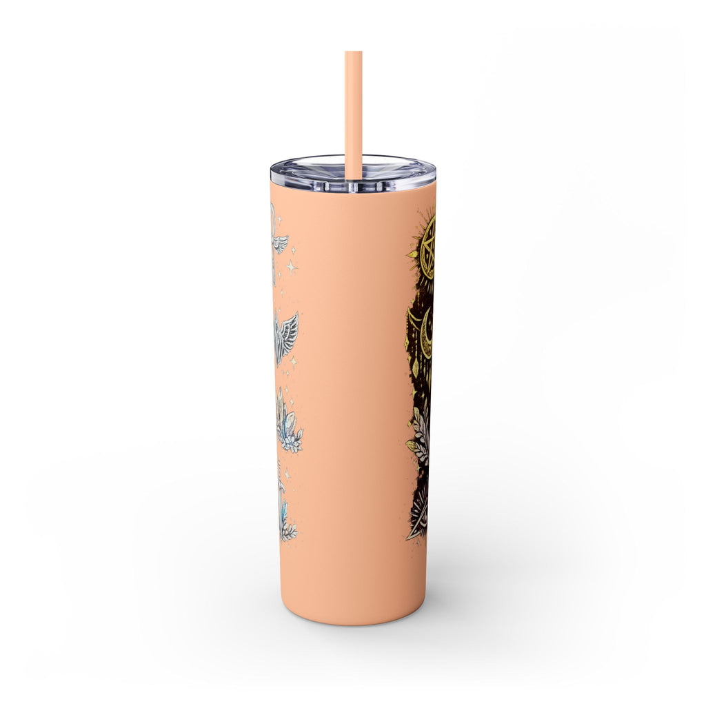 20oz Skinny Tumbler — Gold Mystic Hamsa & Celestial Eye Tumbler with Straw