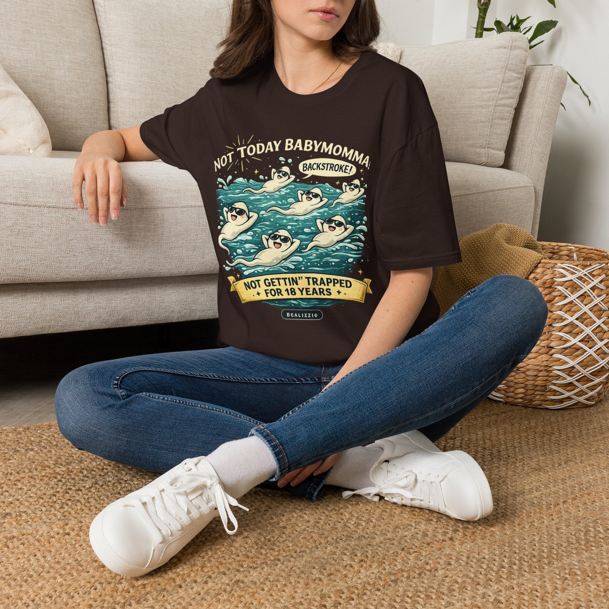 Backstroke Sloths T-Shirt — Cute Retro Swimming Sloth Design ("Backstroke! Not Today Harassment")