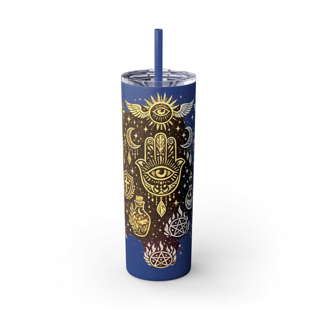 20oz Skinny Tumbler — Gold Mystic Hamsa & Celestial Eye Tumbler with Straw