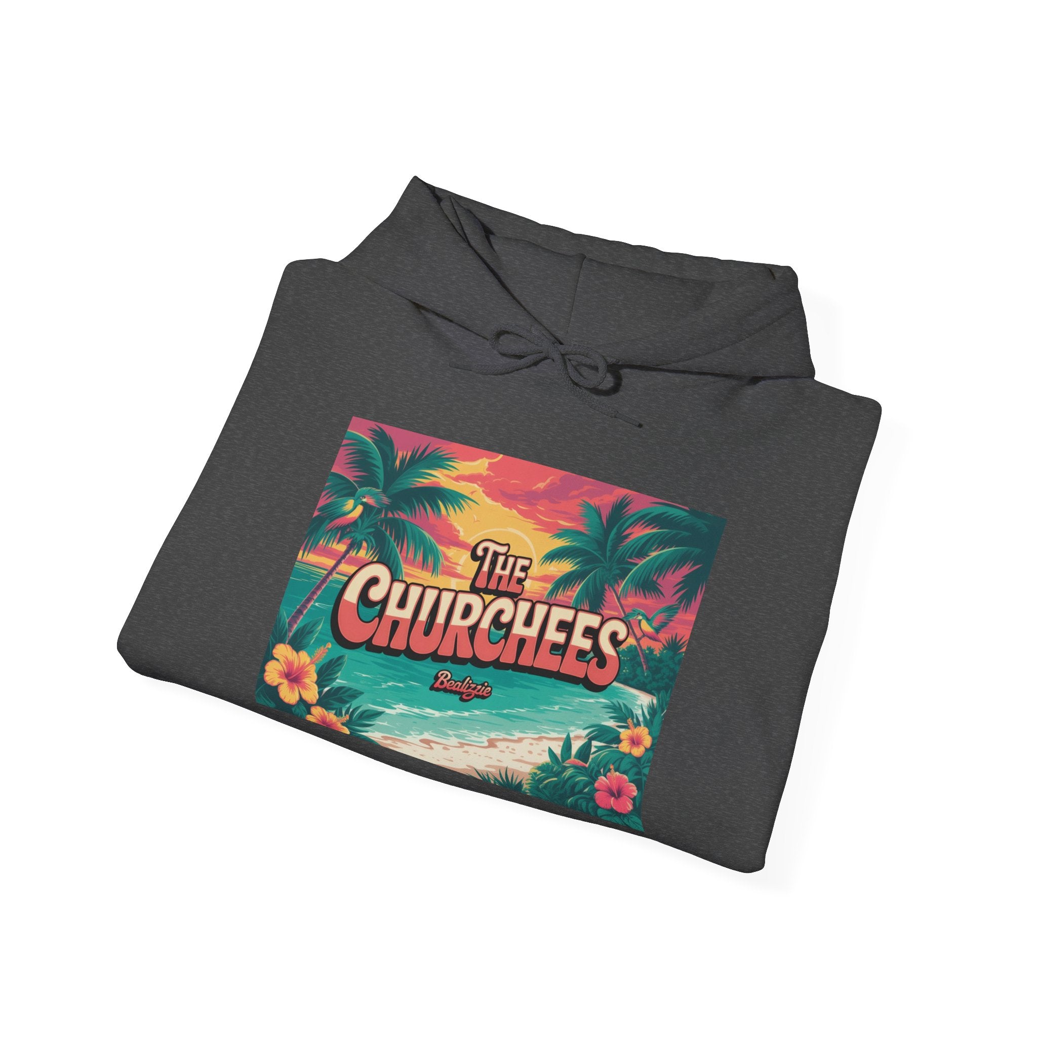 The Churchees Tropical Beach Hoodie — Retro Surf Palm Tree Sweatshirt