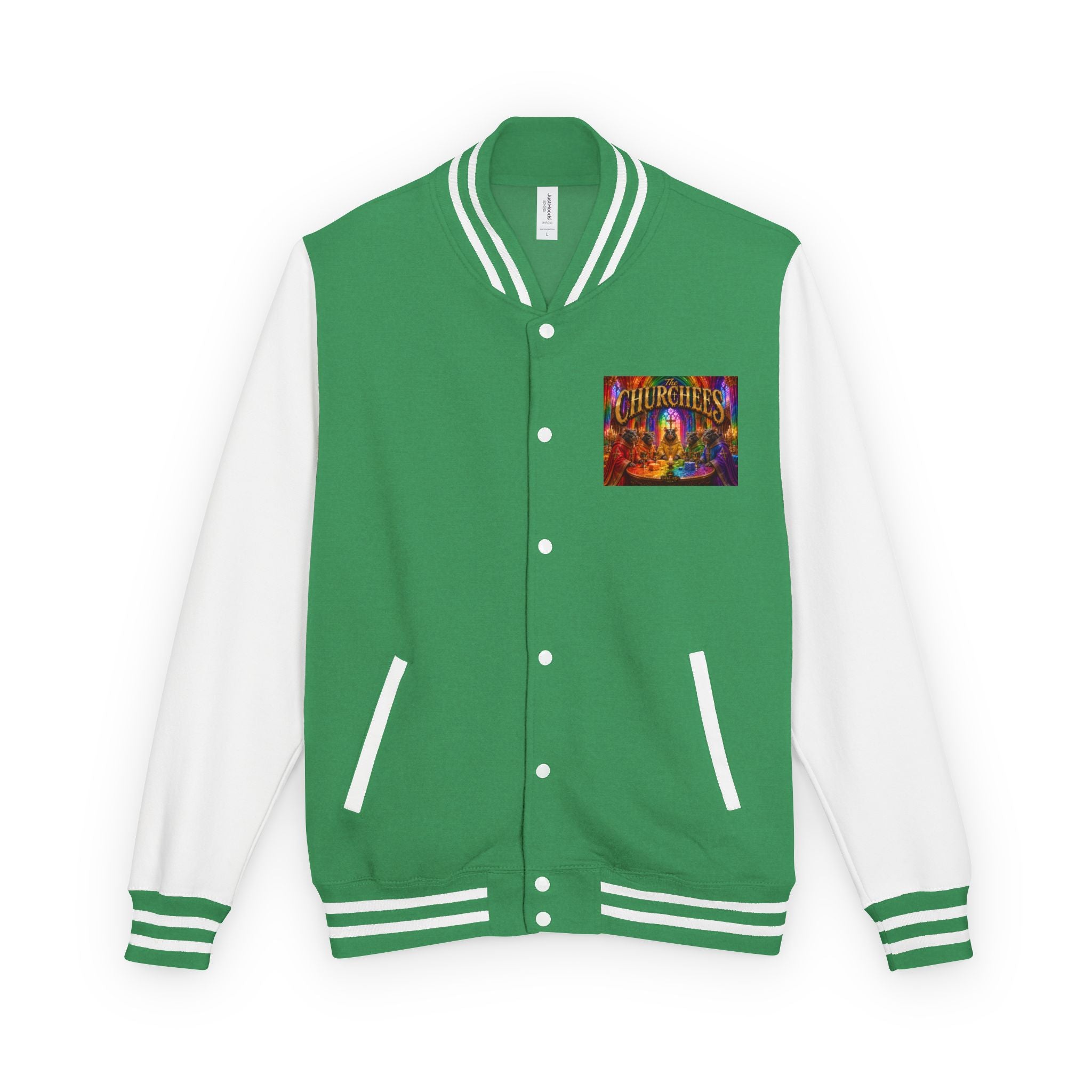 Letterman Jacket — Colorful 'The Churchlees' Retro Band Graphic