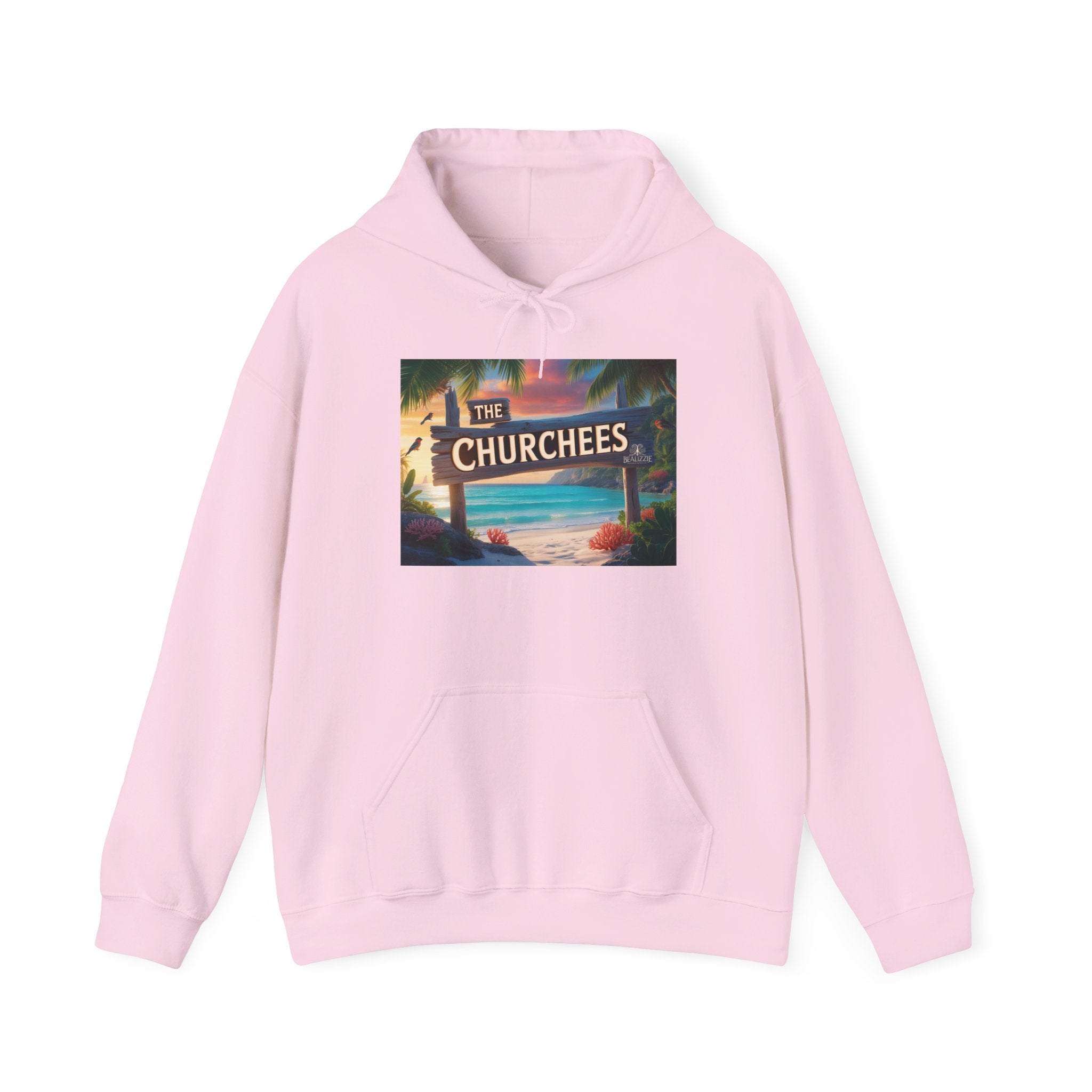 The Churchees Retro Beach Hoodie – Vintage Surf Sign Graphic Sweatshirt