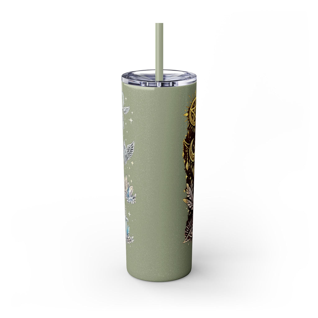 20oz Skinny Tumbler — Gold Mystic Hamsa & Celestial Eye Tumbler with Straw