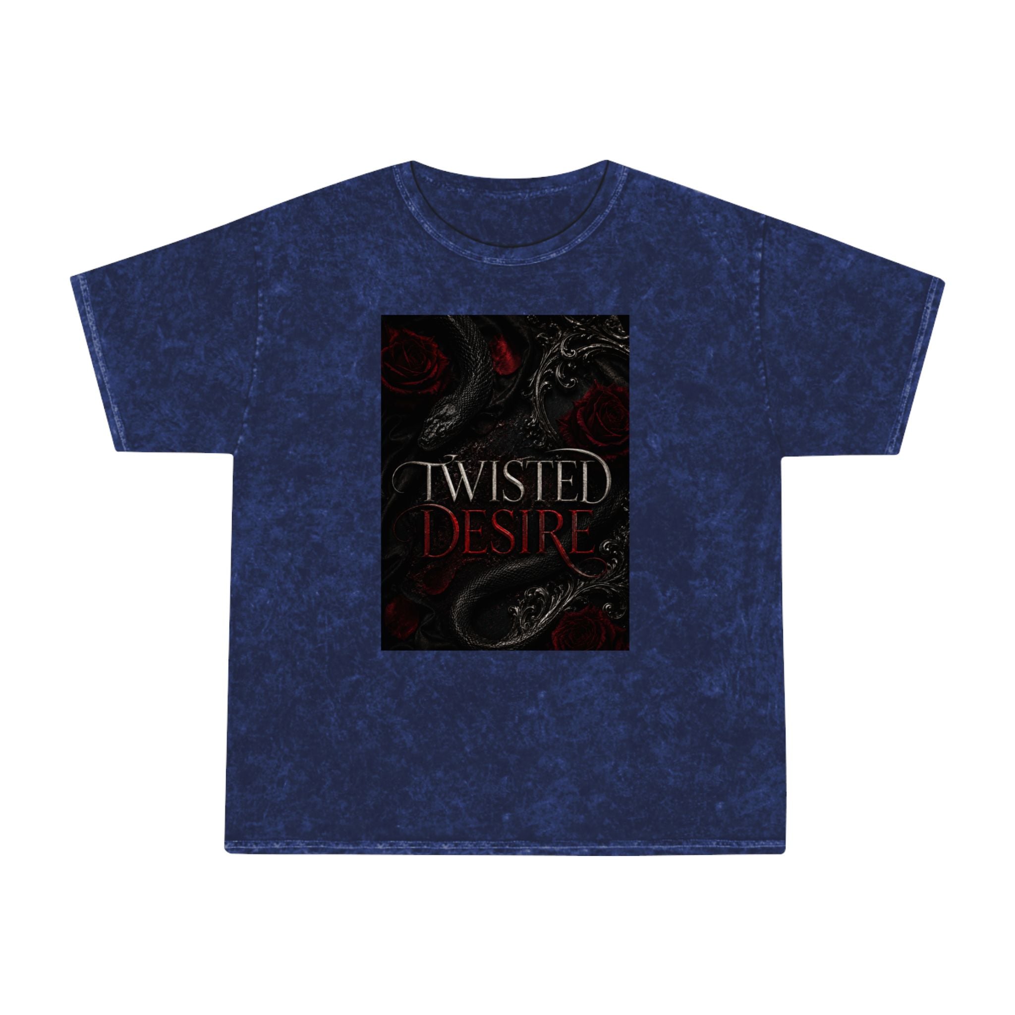 Twisted Desire Mineral-Wash T-Shirt — Dark Gothic Snake Graphic
