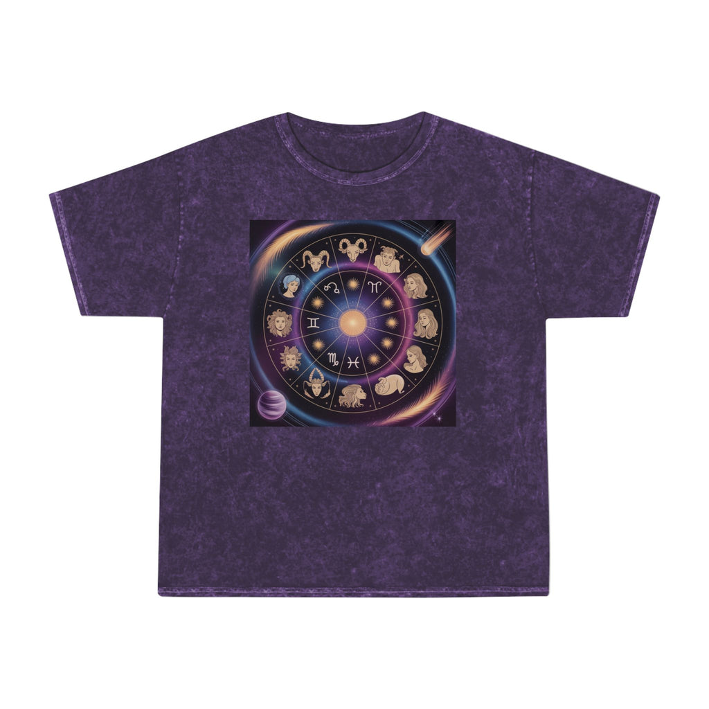 Zodiac Wheel Graphic T-Shirt — Astrological Signs Mineral Wash Tee