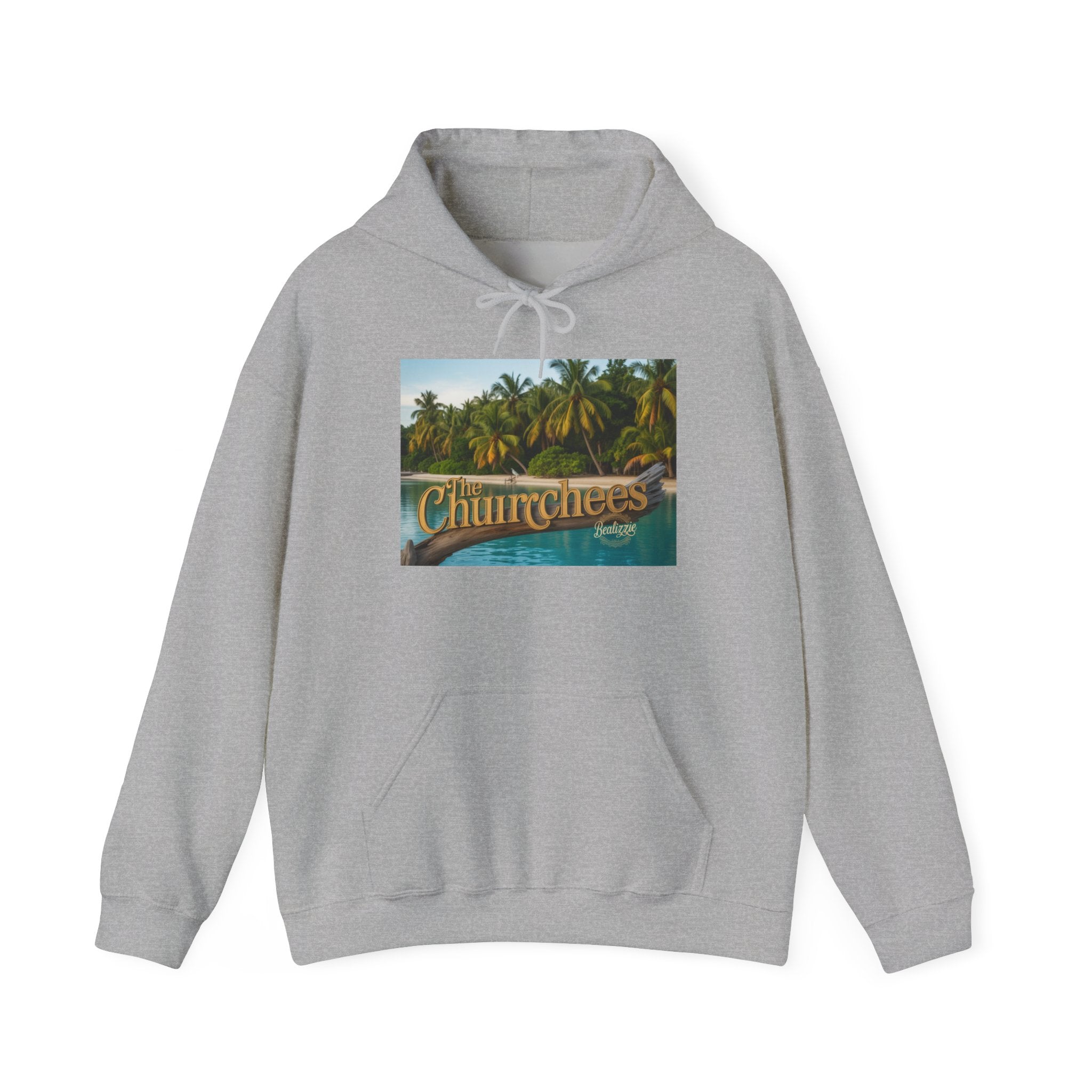 Churrchees Tropical Palm Hoodie — Retro Beach Graphic Sweatshirt