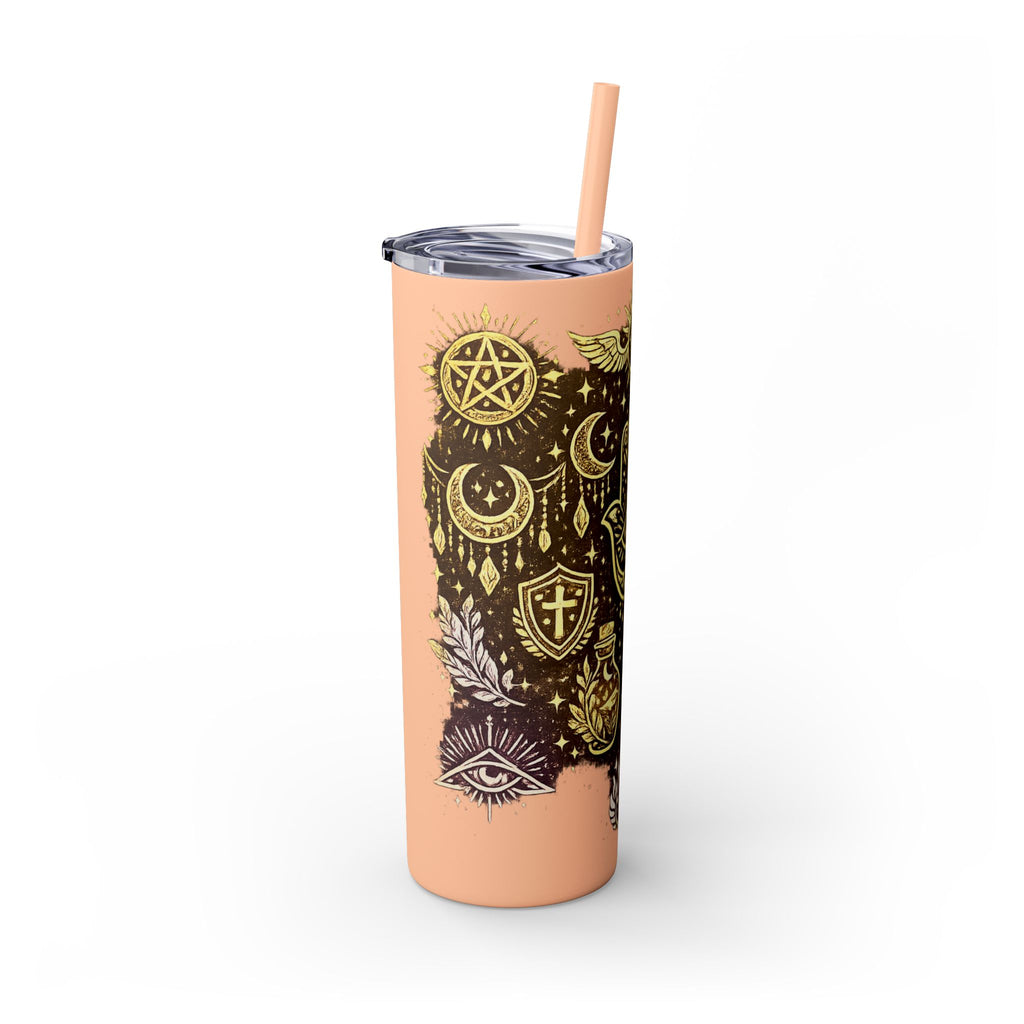 20oz Skinny Tumbler — Gold Mystic Hamsa & Celestial Eye Tumbler with Straw