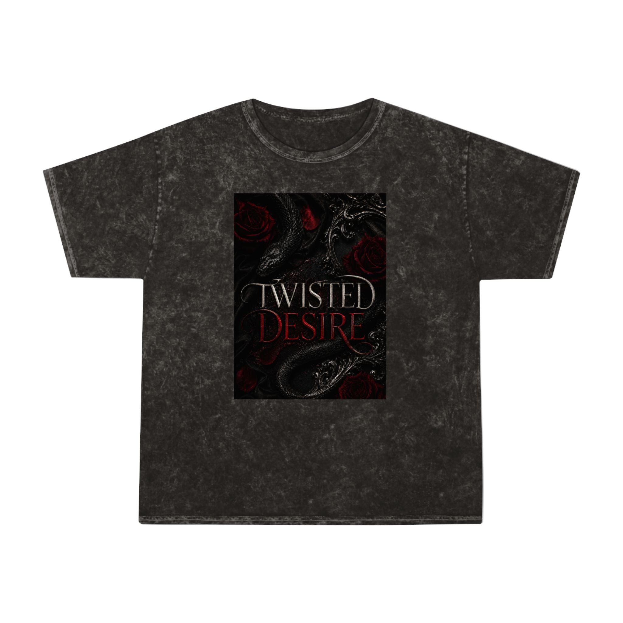 Twisted Desire Mineral-Wash T-Shirt — Dark Gothic Snake Graphic