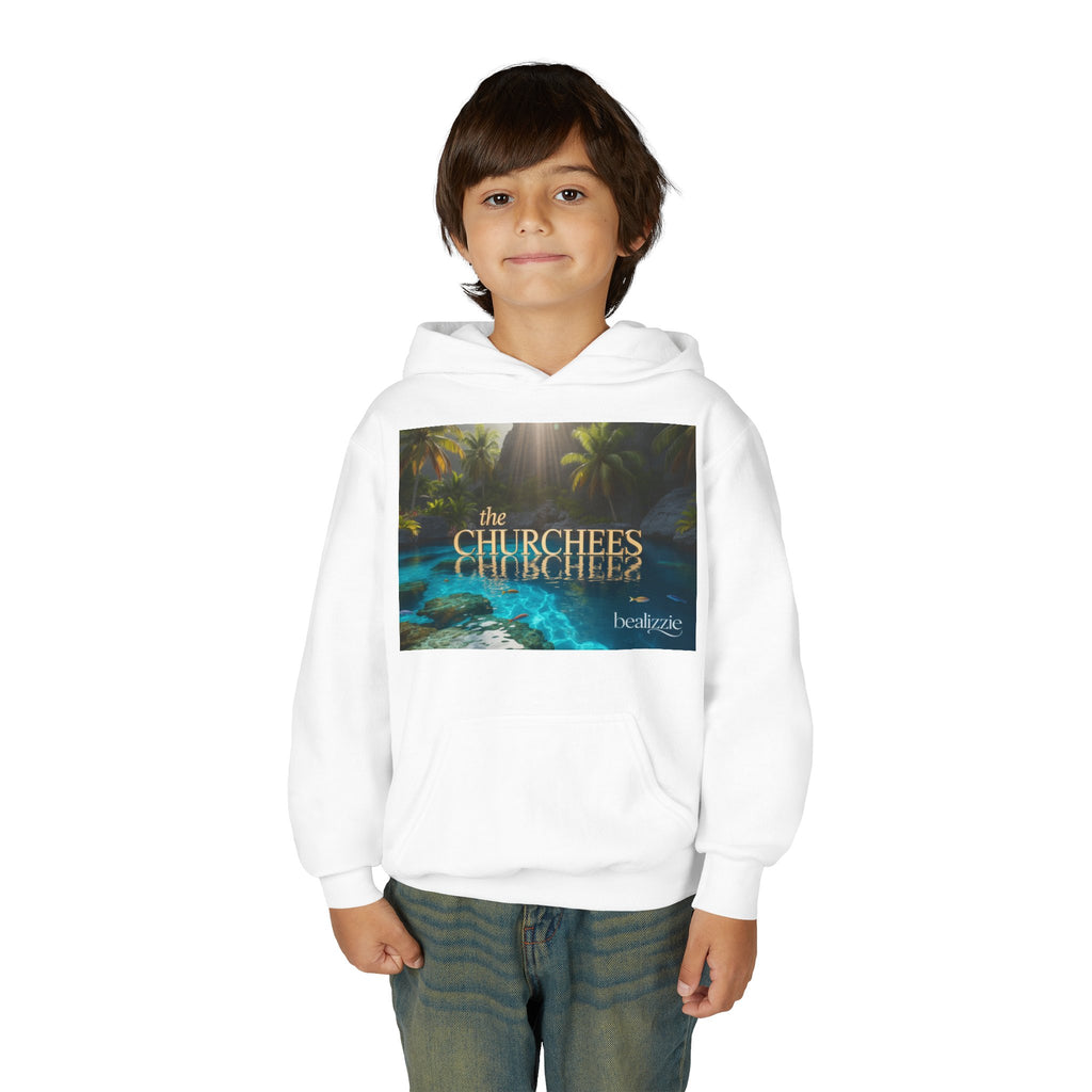 Youth Hoodie – "the CHURCHEES" Tropical Pool Graphic Sweatshirt