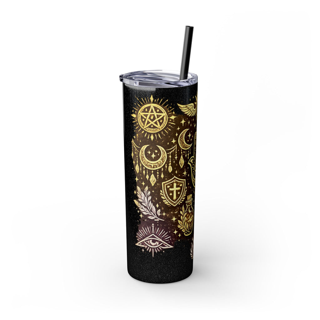 20oz Skinny Tumbler — Gold Mystic Hamsa & Celestial Eye Tumbler with Straw