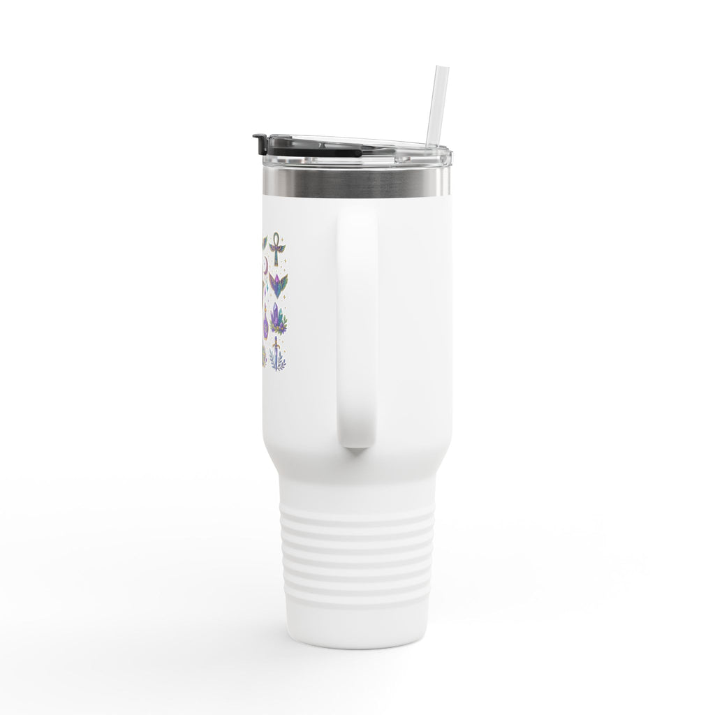 40oz Insulated Travel Mug — Mystical Symbols Floral Hamsa Stainless Steel Tumbler