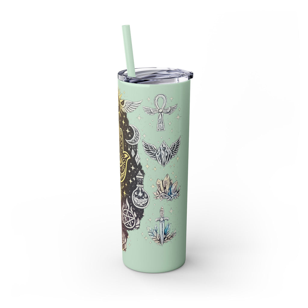 20oz Skinny Tumbler — Gold Mystic Hamsa & Celestial Eye Tumbler with Straw