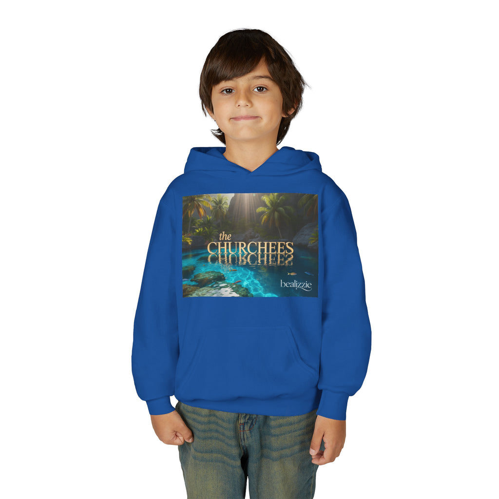 Youth Hoodie – "the CHURCHEES" Tropical Pool Graphic Sweatshirt