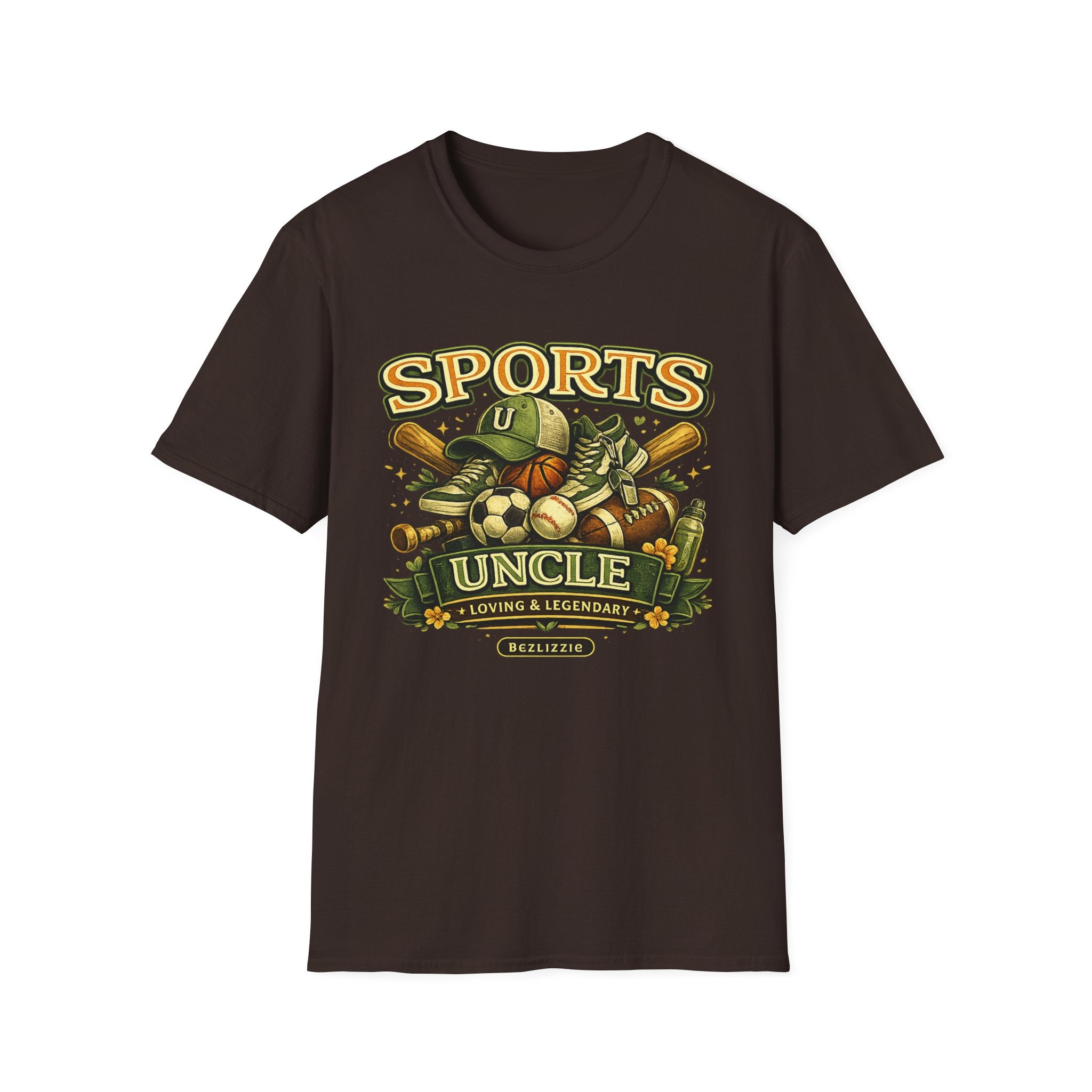 Sports Uncle T-Shirt — Vintage Multi-Sport Design (Baseball, Football, Soccer, Basketball)