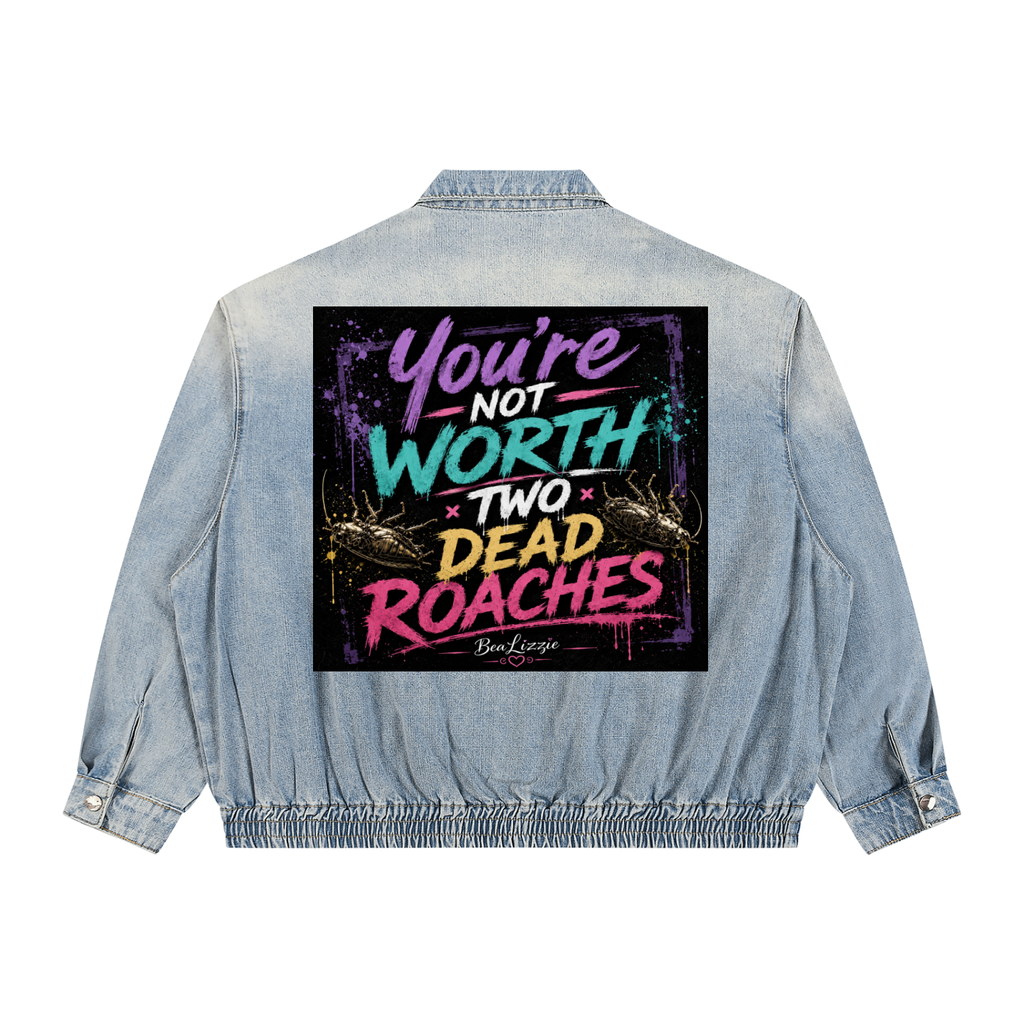 Unisex Vintage Wash Full-Zip Denim Jacket