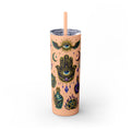 Mystic Symbols 20oz Skinny Tumbler with Straw — Hamsa, All-Seeing Eye & Moon