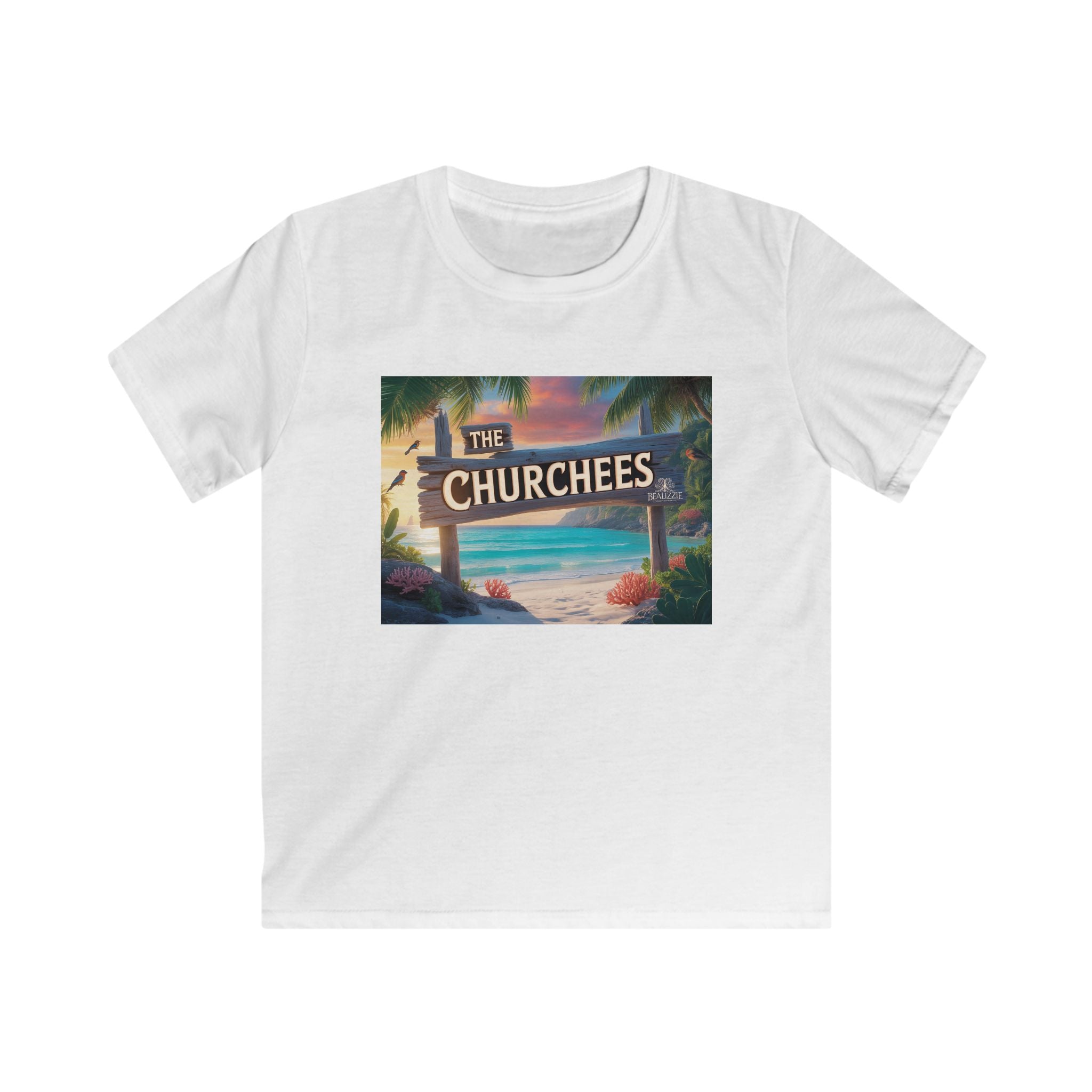T-shirt de plage enfant — Graphique « The Churchees » Paradis Tropical