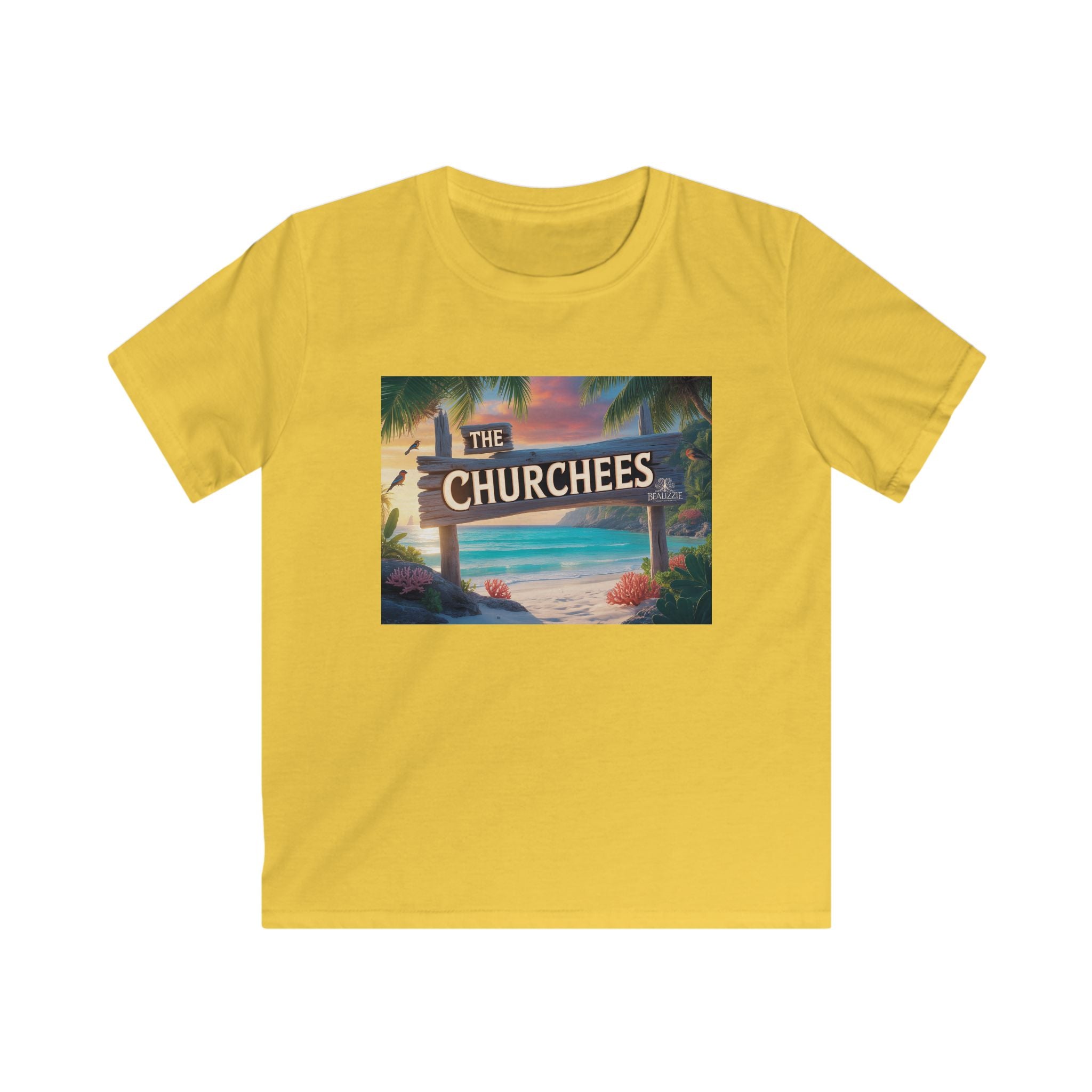 T-shirt de plage enfant — Graphique « The Churchees » Paradis Tropical